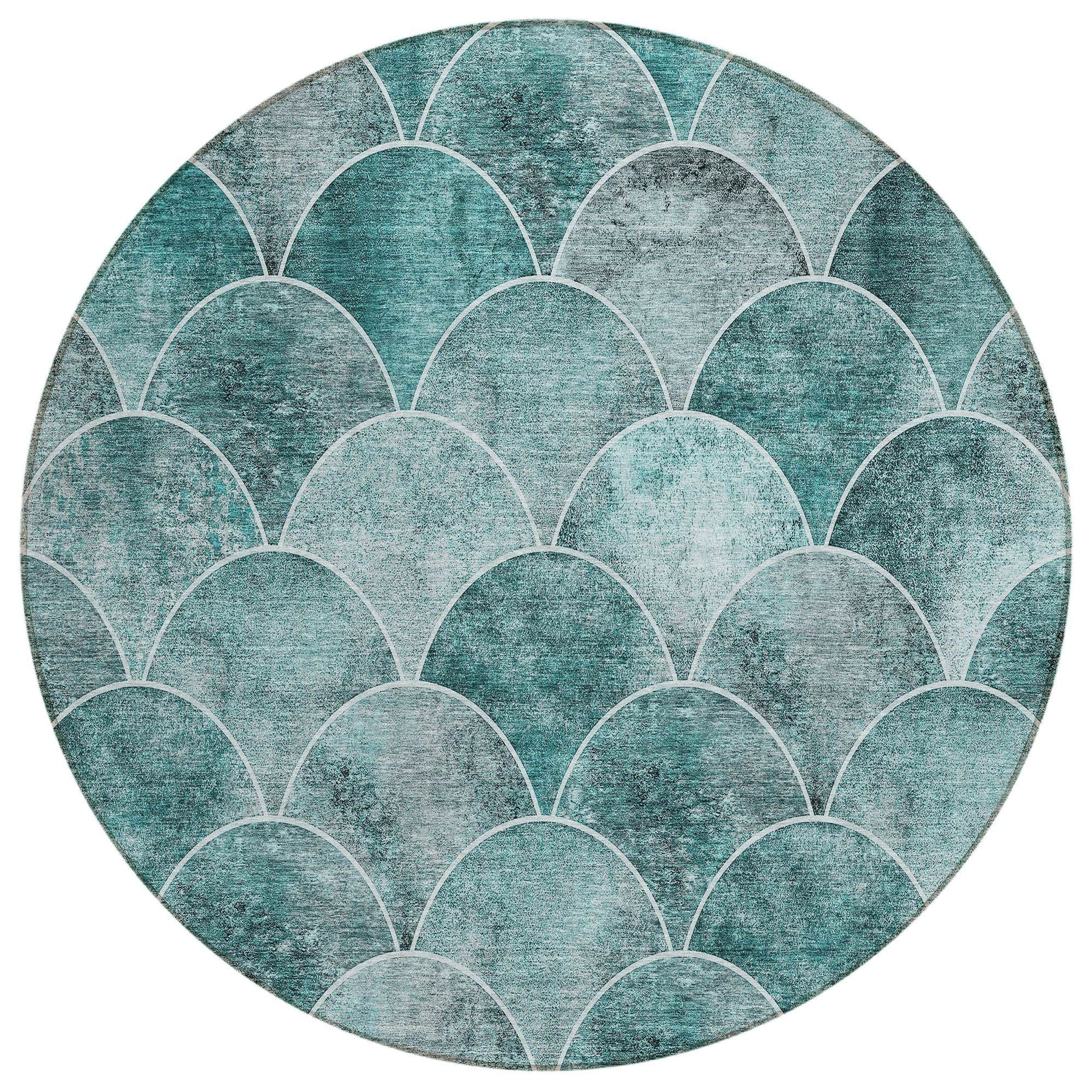 Machine Washable Teal Rug - Indoor / Outdoor - Kids / Pet Friendly Modern Print Rug