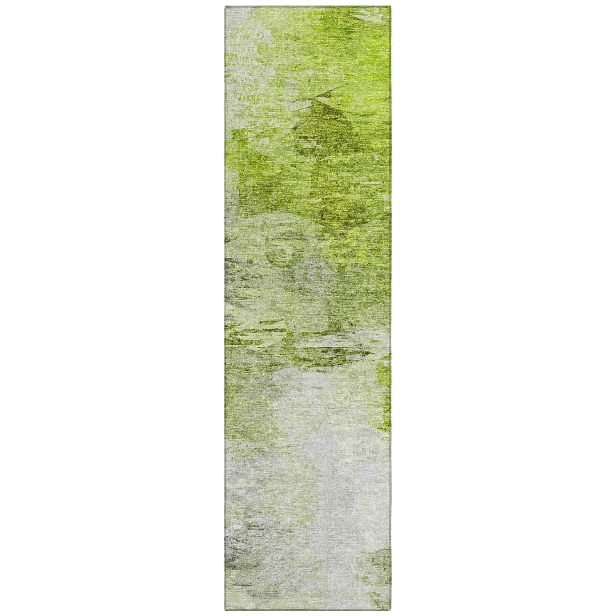 Machine Washable Aloe Green Rug - Indoor / Outdoor - Kids / Pet Friendly Modern Print Rug