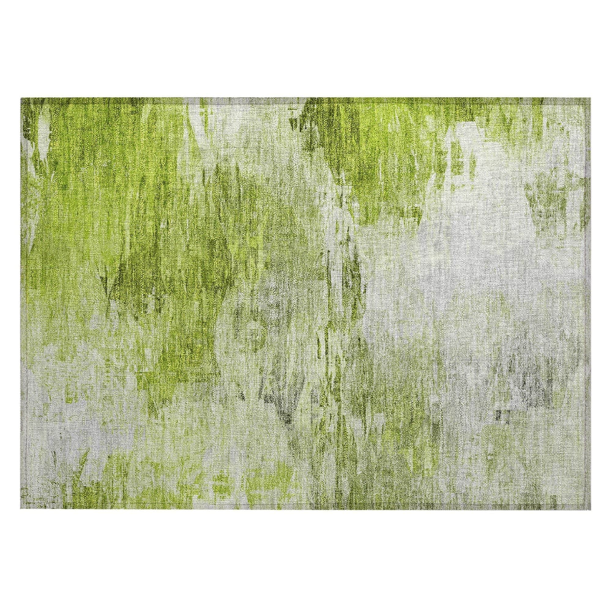 Machine Washable Aloe Green Rug - Indoor / Outdoor - Kids / Pet Friendly Modern Print Rug