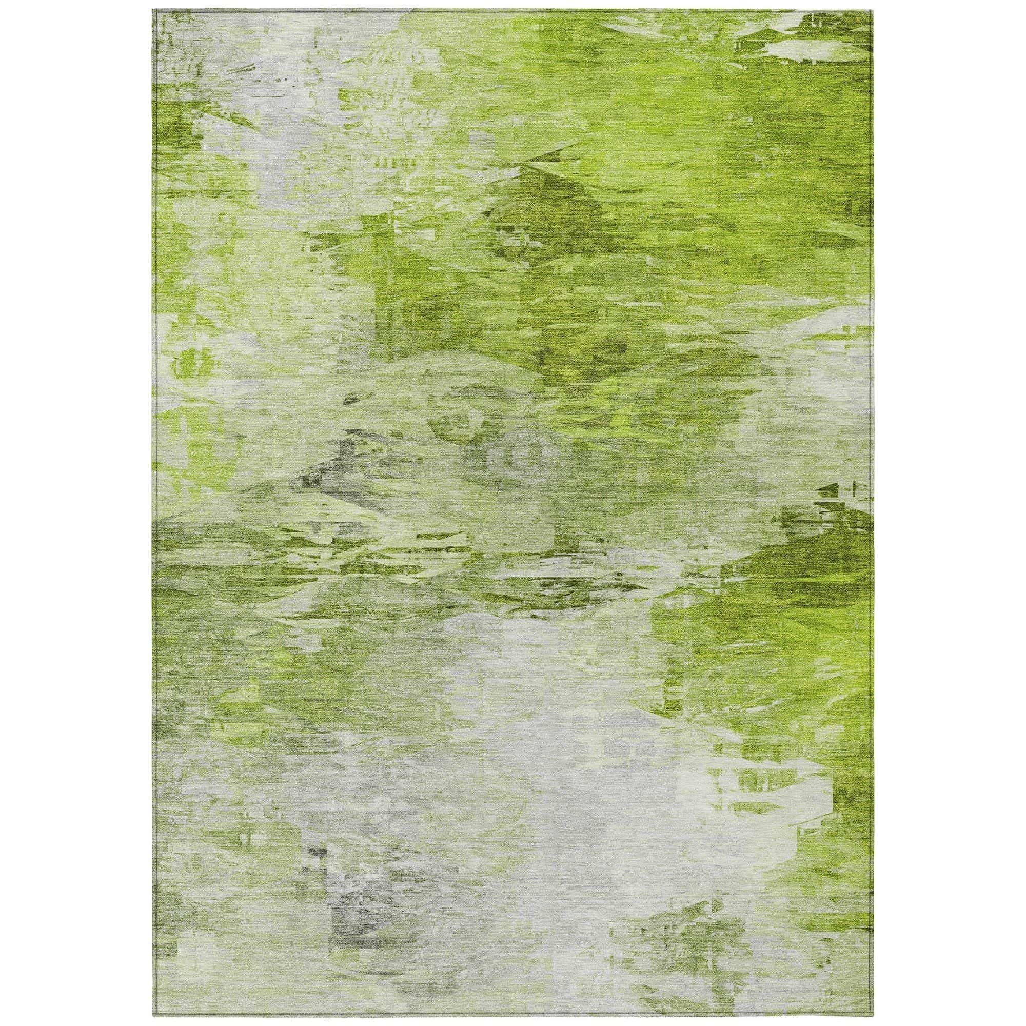Machine Washable Aloe Green Rug - Indoor / Outdoor - Kids / Pet Friendly Modern Print Rug