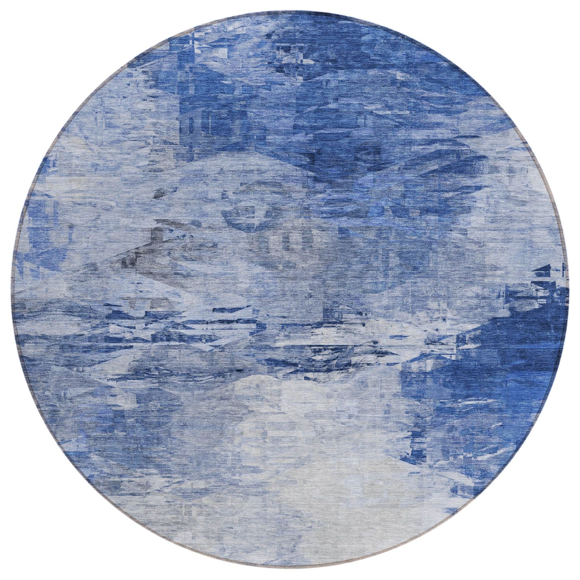 Machine Washable Blue Rug - Indoor / Outdoor - Kids / Pet Friendly Modern Print Rug
