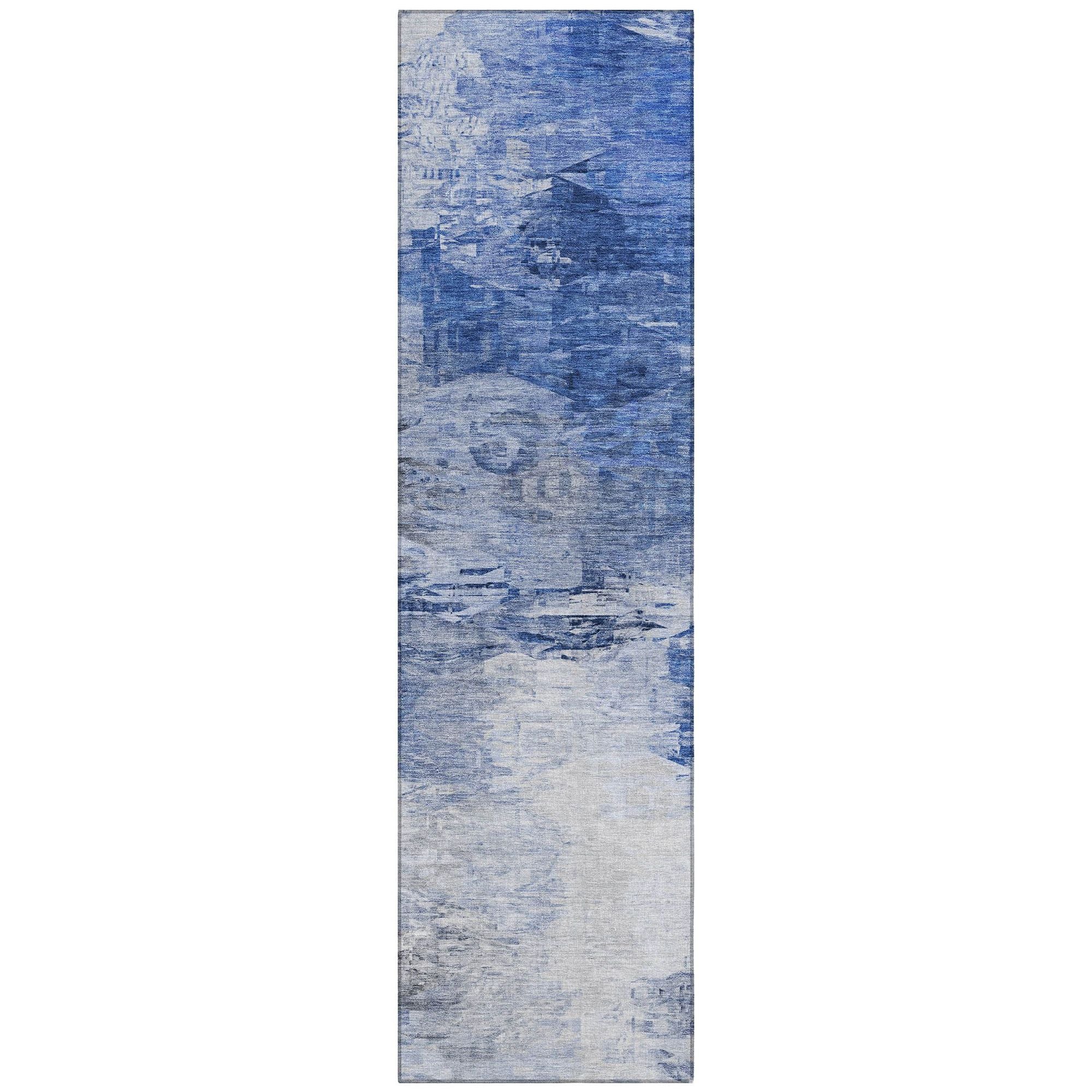 Machine Washable Blue Rug - Indoor / Outdoor - Kids / Pet Friendly Modern Print Rug