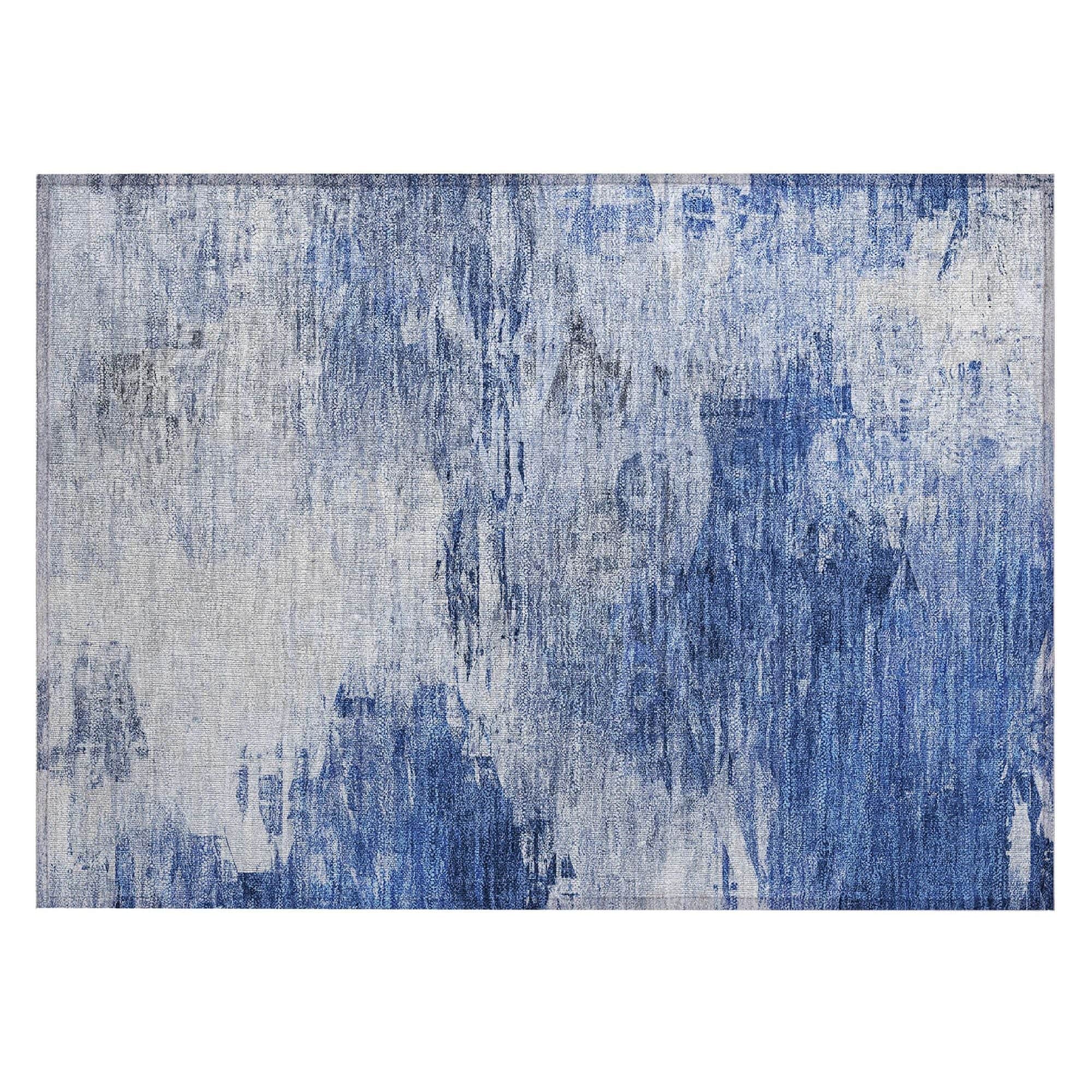 Machine Washable Blue Rug - Indoor / Outdoor - Kids / Pet Friendly Modern Print Rug