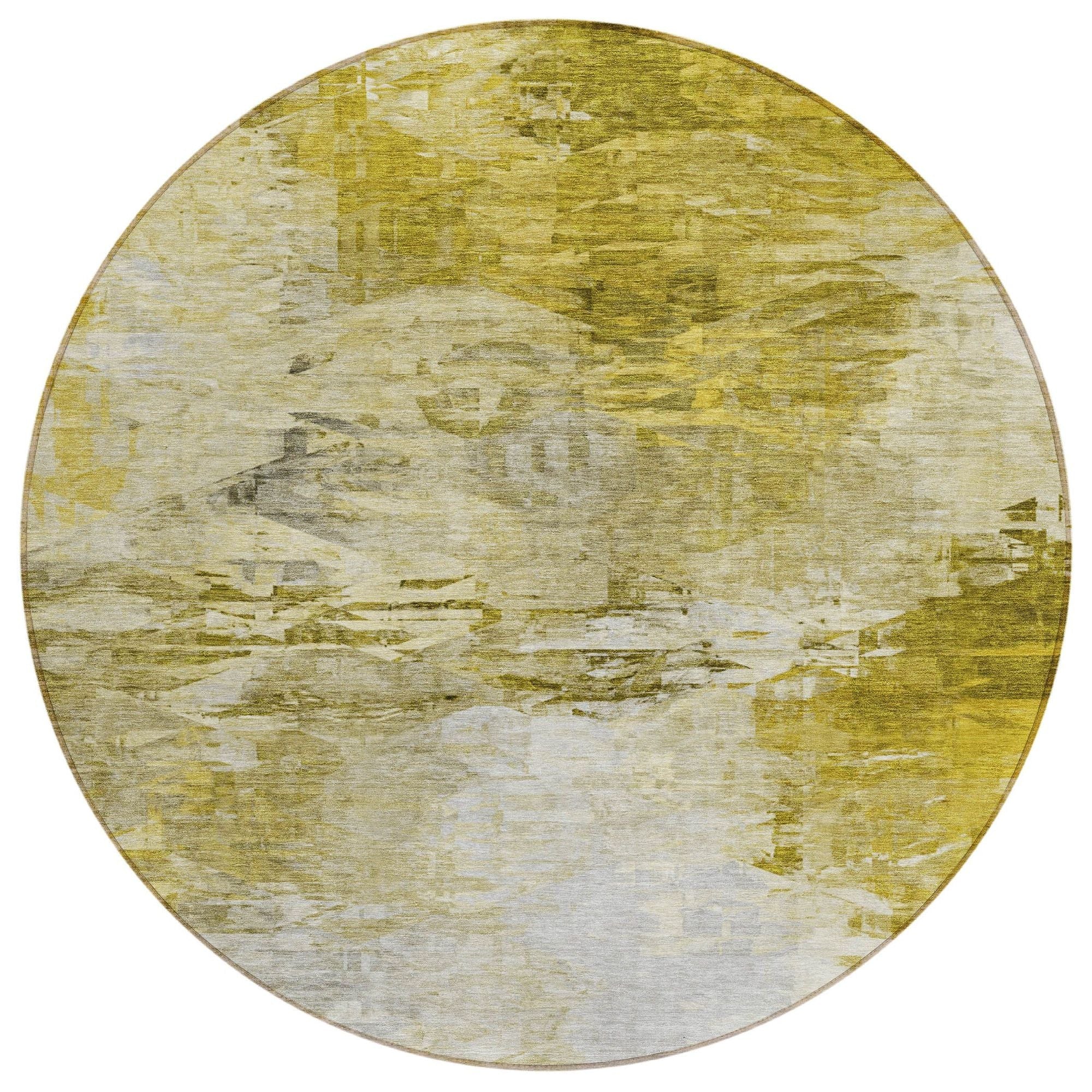 Machine Washable Gold Rug - Indoor / Outdoor - Kids / Pet Friendly Modern Print Rug