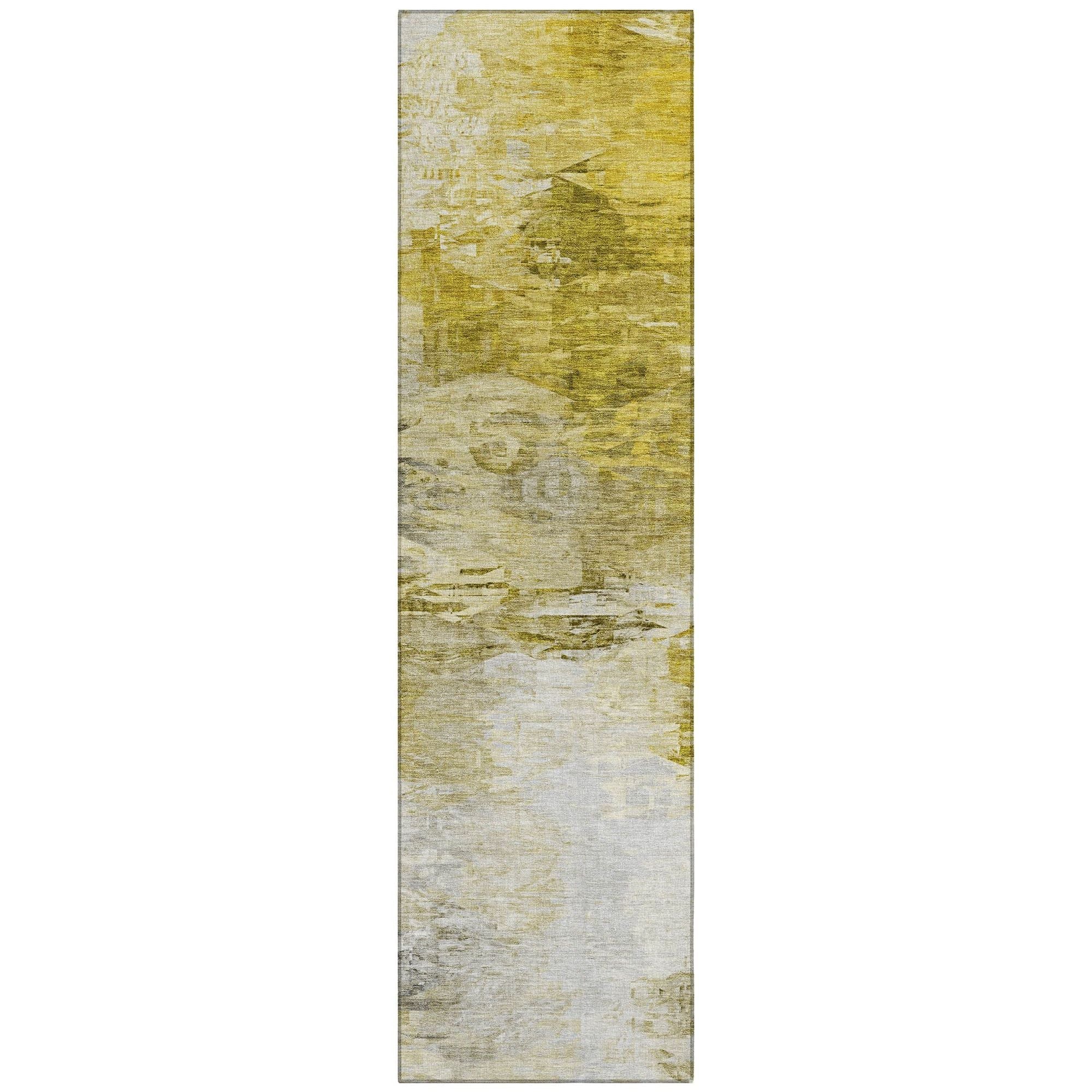 Machine Washable Gold Rug - Indoor / Outdoor - Kids / Pet Friendly Modern Print Rug
