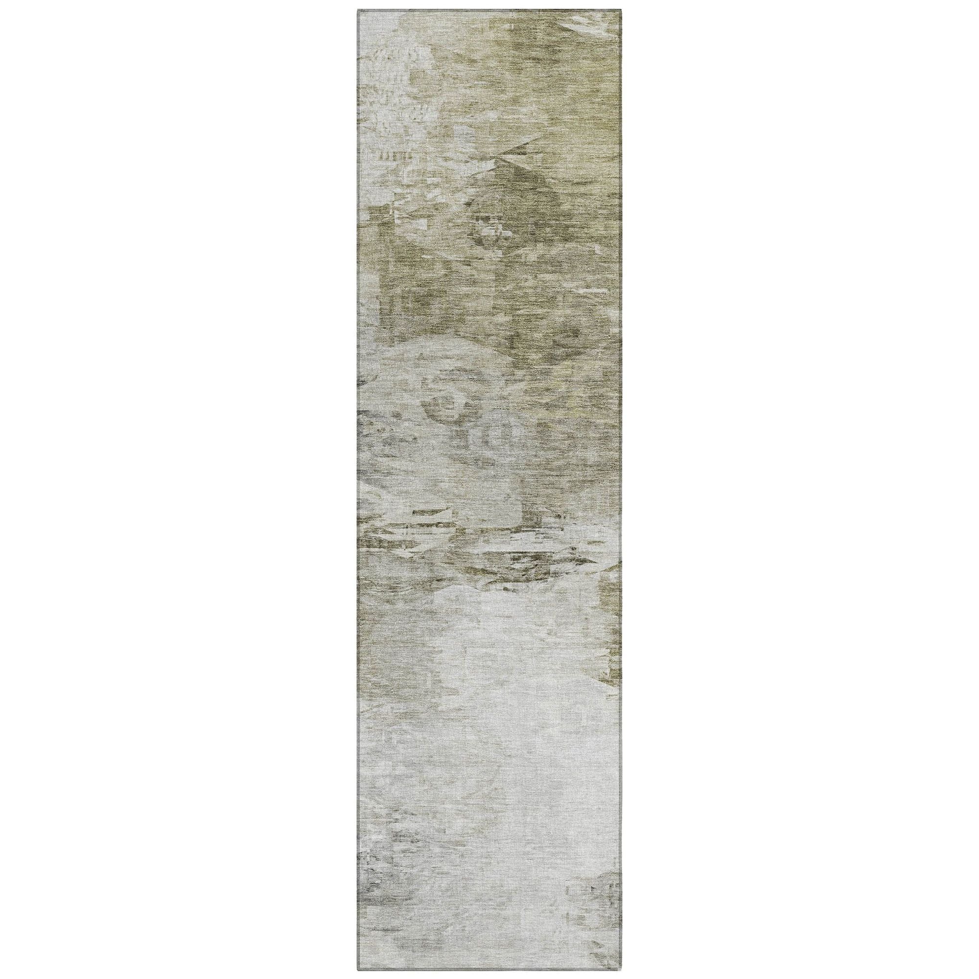 Machine Washable Taupe Brown Rug - Indoor / Outdoor - Kids / Pet Friendly Modern Print Rug