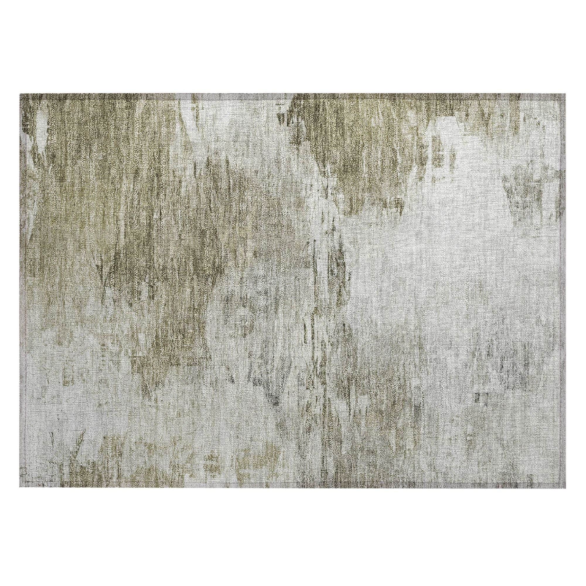 Machine Washable Taupe Brown Rug - Indoor / Outdoor - Kids / Pet Friendly Modern Print Rug