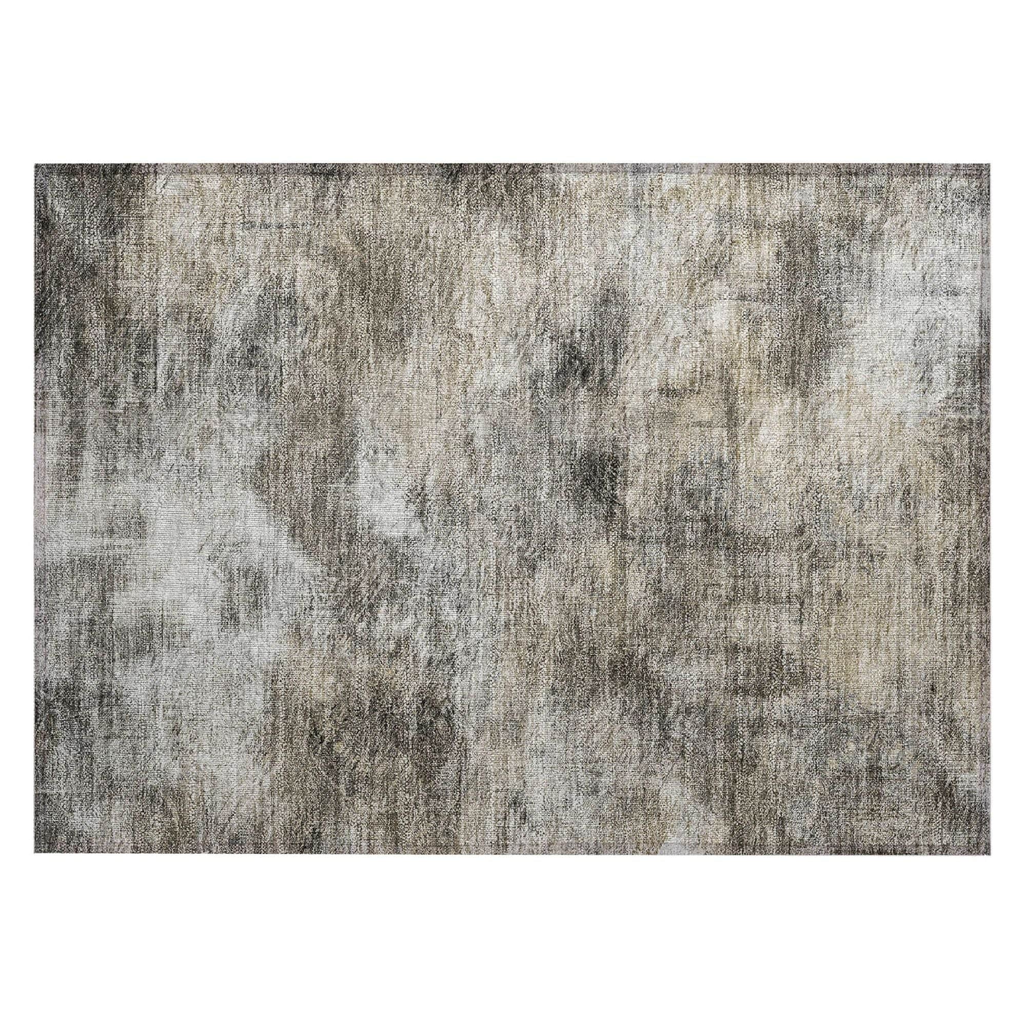 Machine Washable Beige Brown Rug - Indoor / Outdoor - Kids / Pet Friendly Modern Print Rug