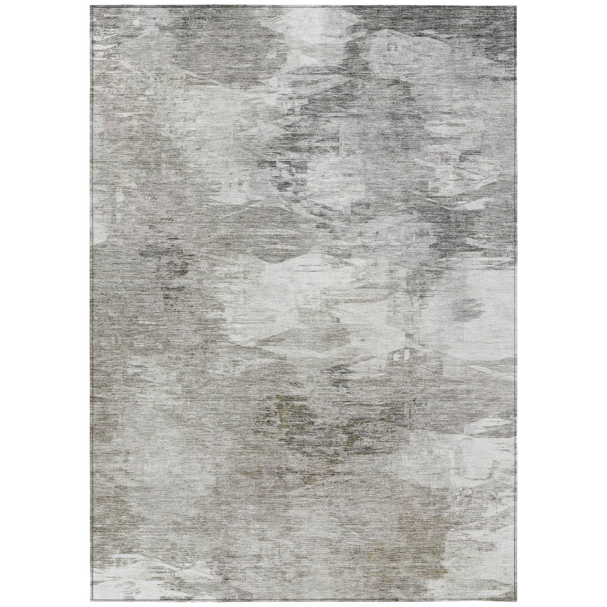 Machine Washable Beige Brown Rug - Indoor / Outdoor - Kids / Pet Friendly Abstract Print Rug
