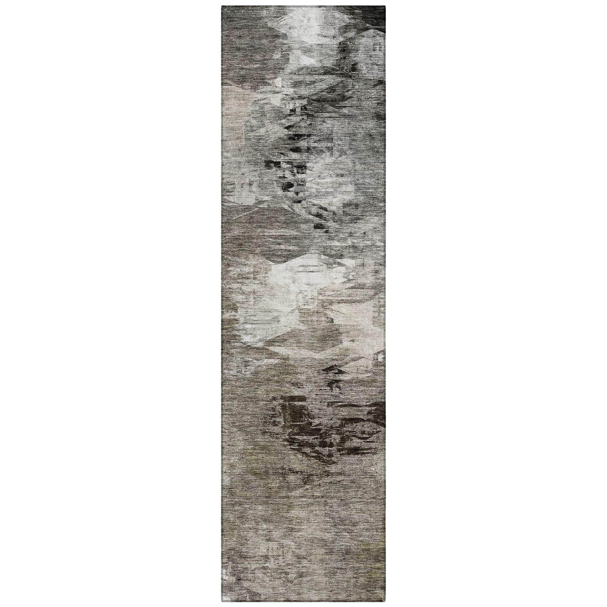 Machine Washable Taupe Brown Rug - Indoor / Outdoor - Kids / Pet Friendly Abstract Print Rug