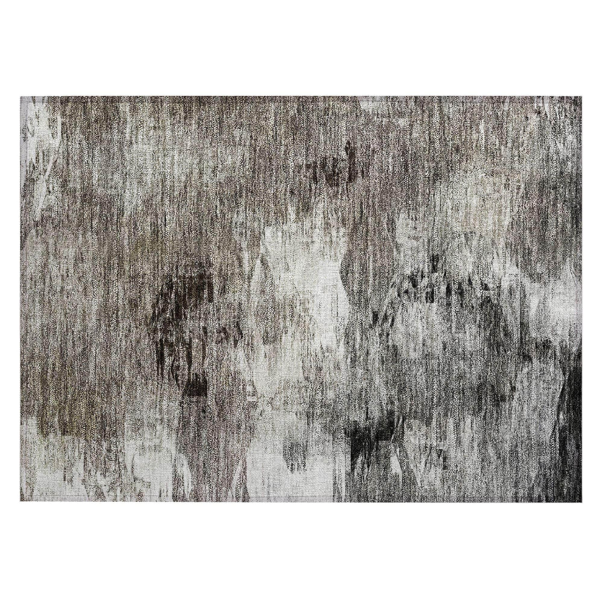 Machine Washable Taupe Brown Rug - Indoor / Outdoor - Kids / Pet Friendly Abstract Print Rug