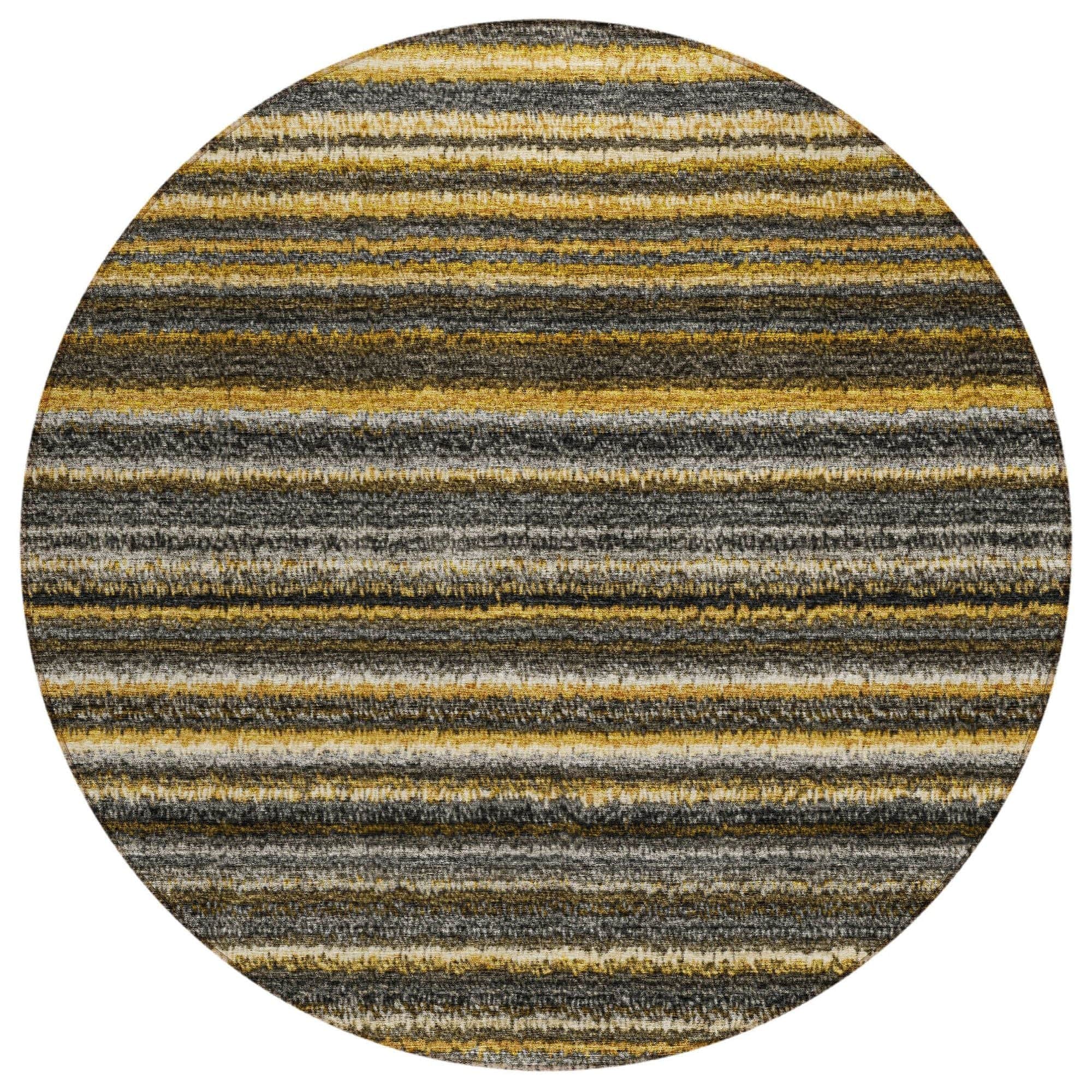 Machine Washable Gold Rug - Indoor / Outdoor - Kids / Pet Friendly Stripes Print Rug