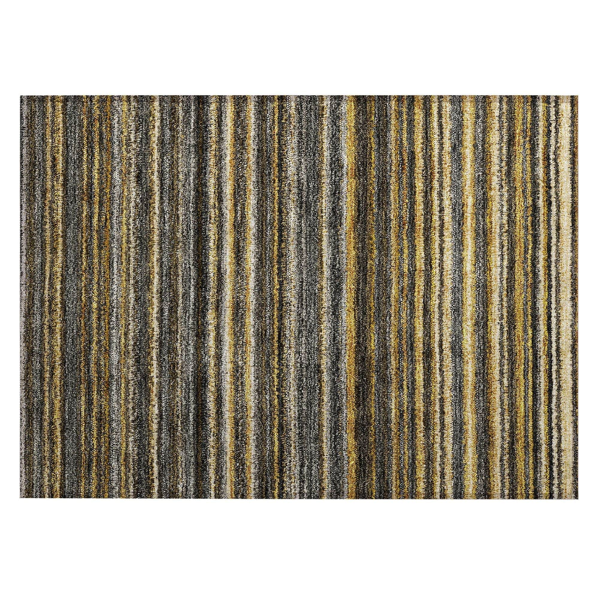 Machine Washable Gold Rug - Indoor / Outdoor - Kids / Pet Friendly Stripes Print Rug