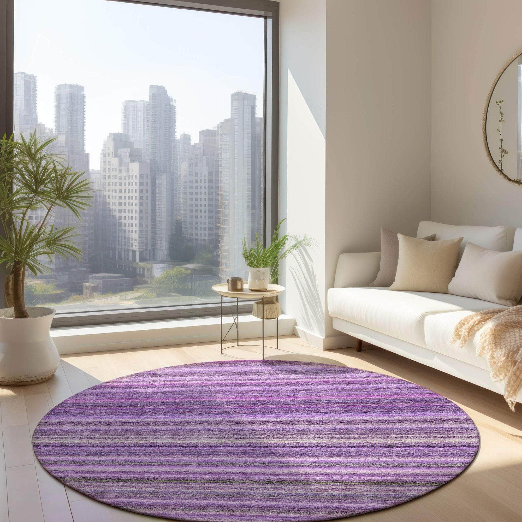 Machine Made ACN598 Purple Rugs