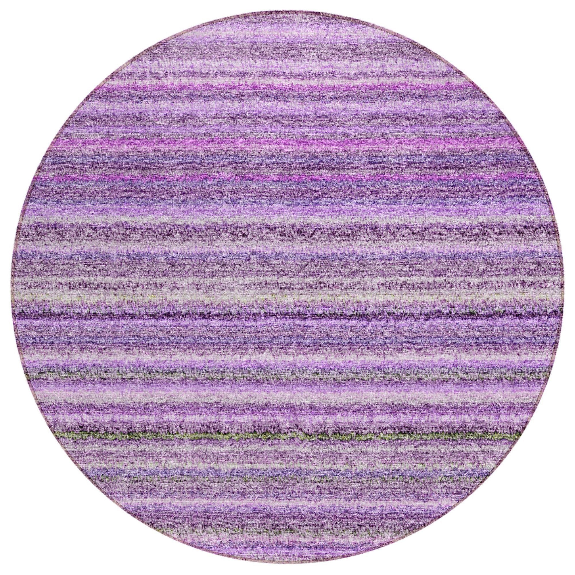 Machine Washable Purple Rug - Indoor / Outdoor - Kids / Pet Friendly Stripes Print Rug