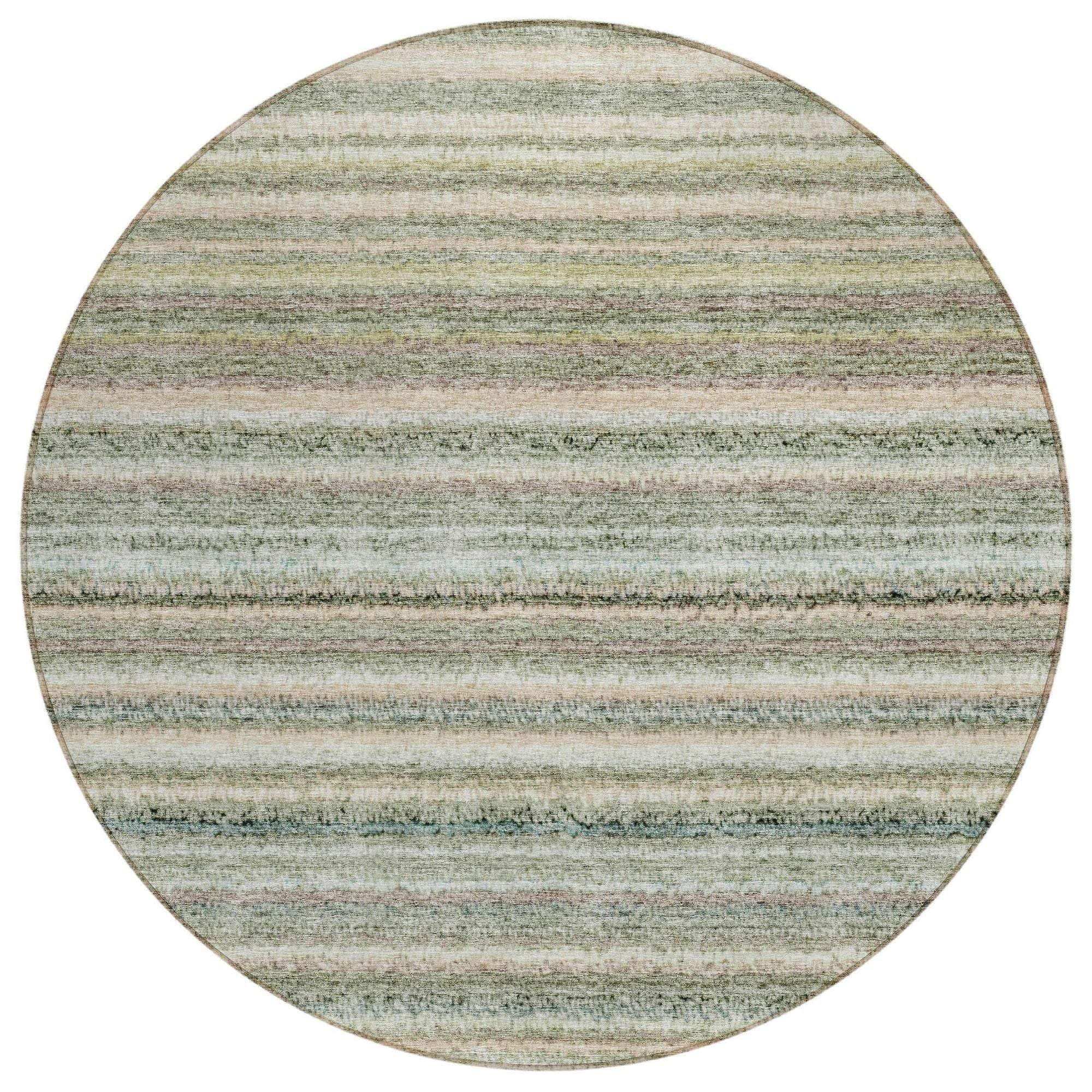 Machine Washable Sage Green Rug - Indoor / Outdoor - Kids / Pet Friendly Stripes Print Rug