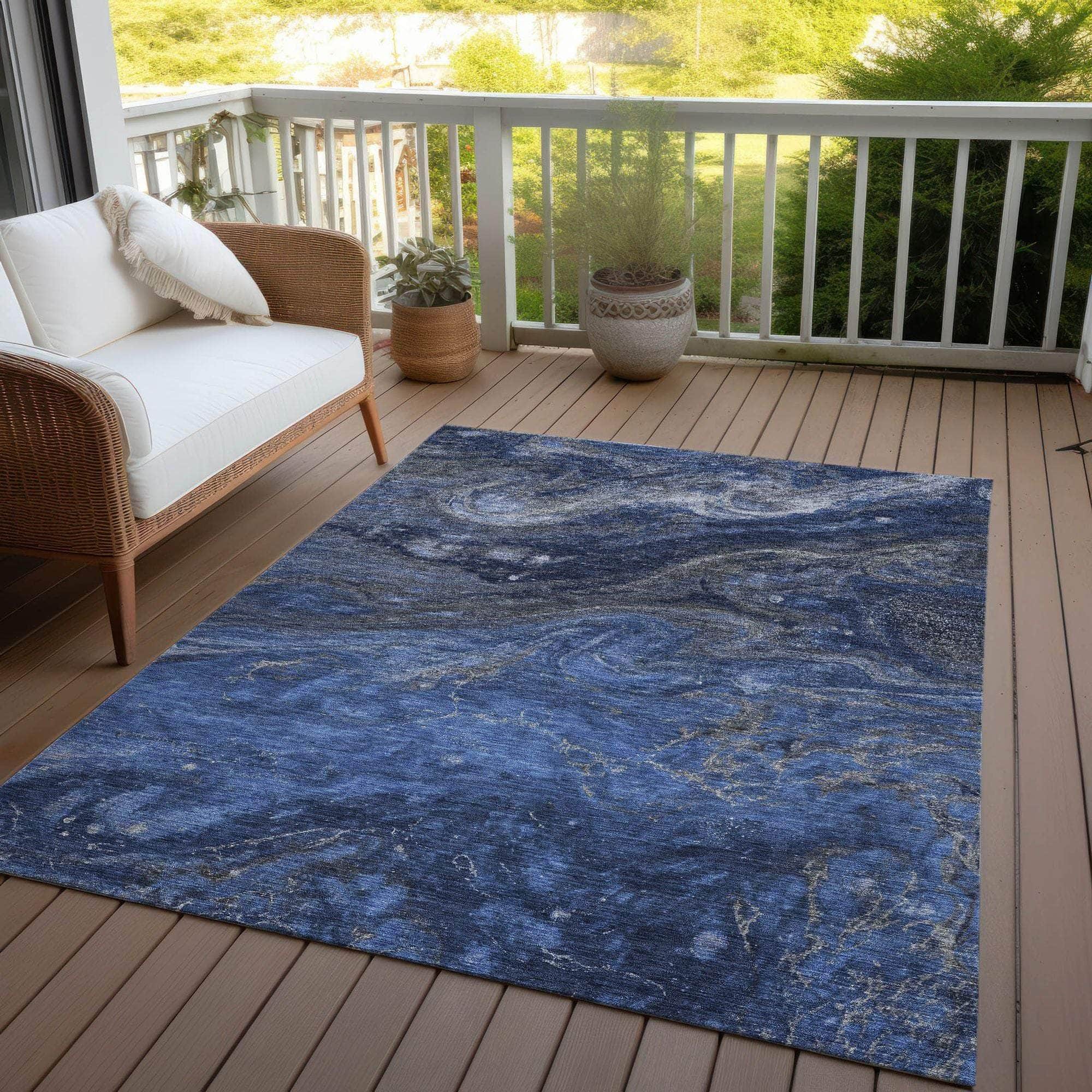 Machine Made ACN599 Blue Rugs