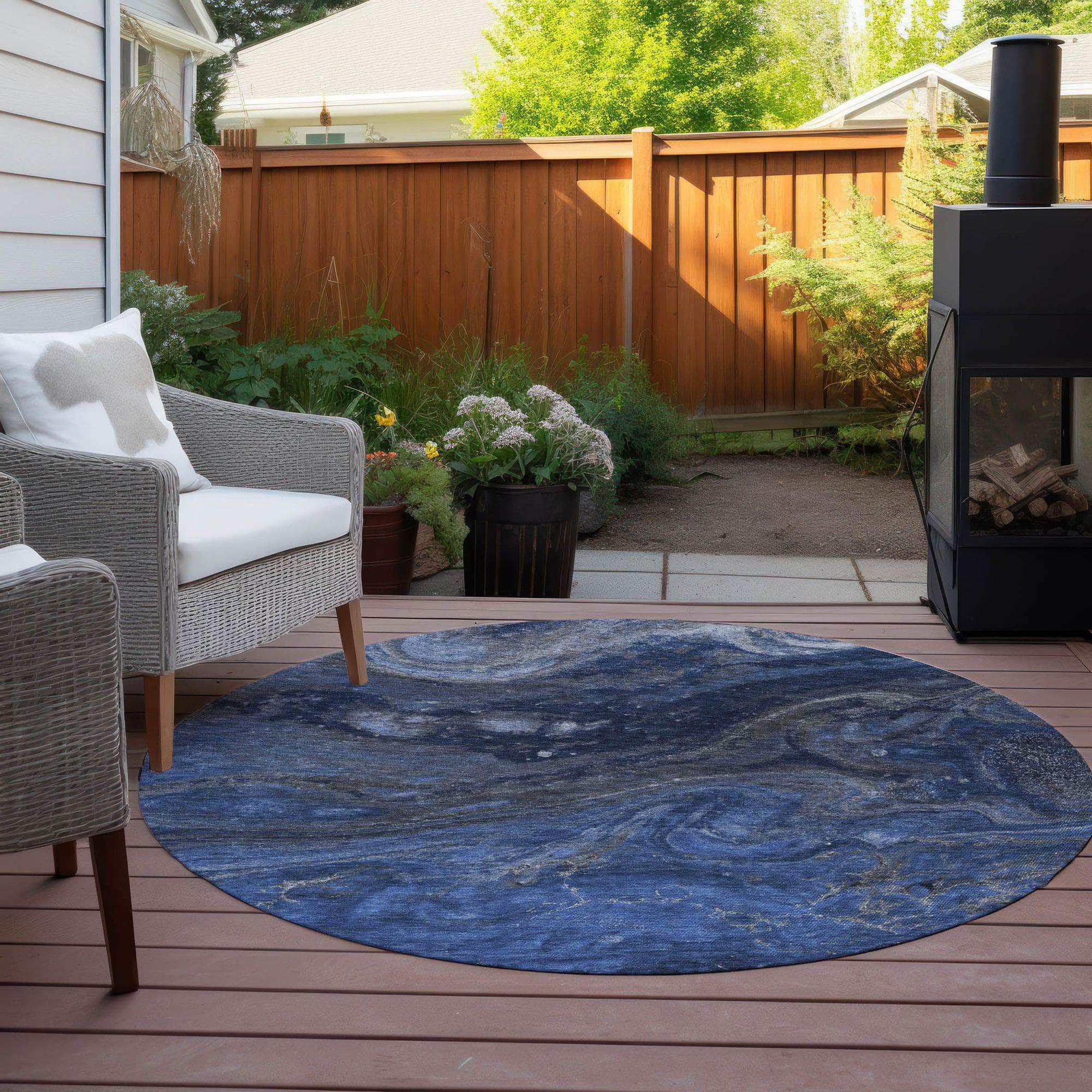 Machine Made ACN599 Blue Rugs