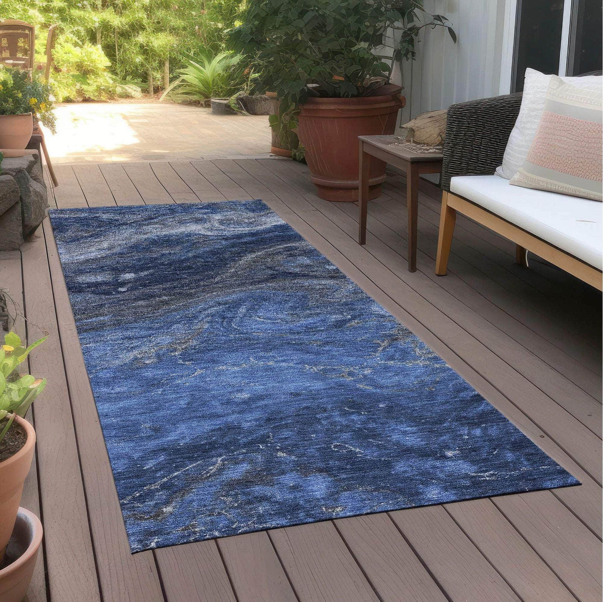 Machine Made ACN599 Blue Rugs