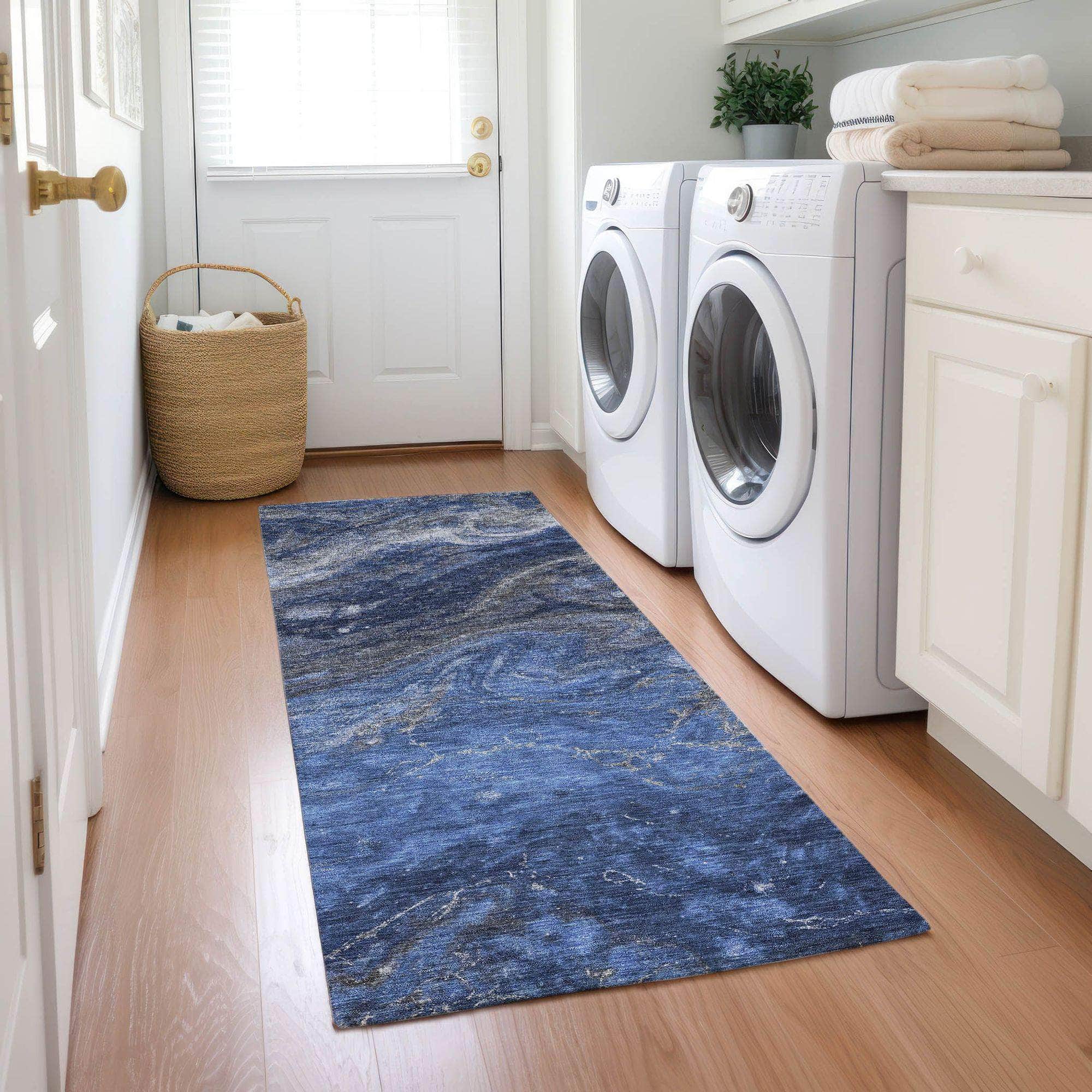 Machine Made ACN599 Blue Rugs