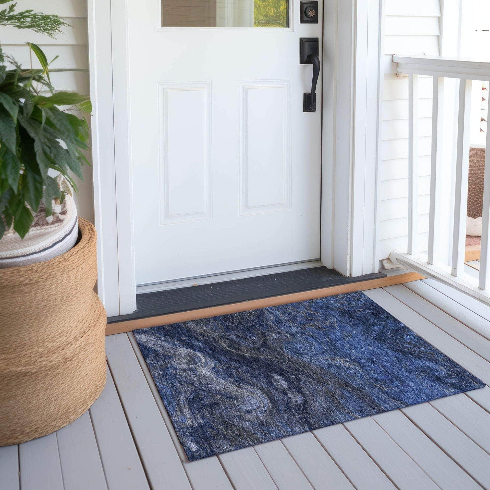 Machine Made ACN599 Blue Rugs