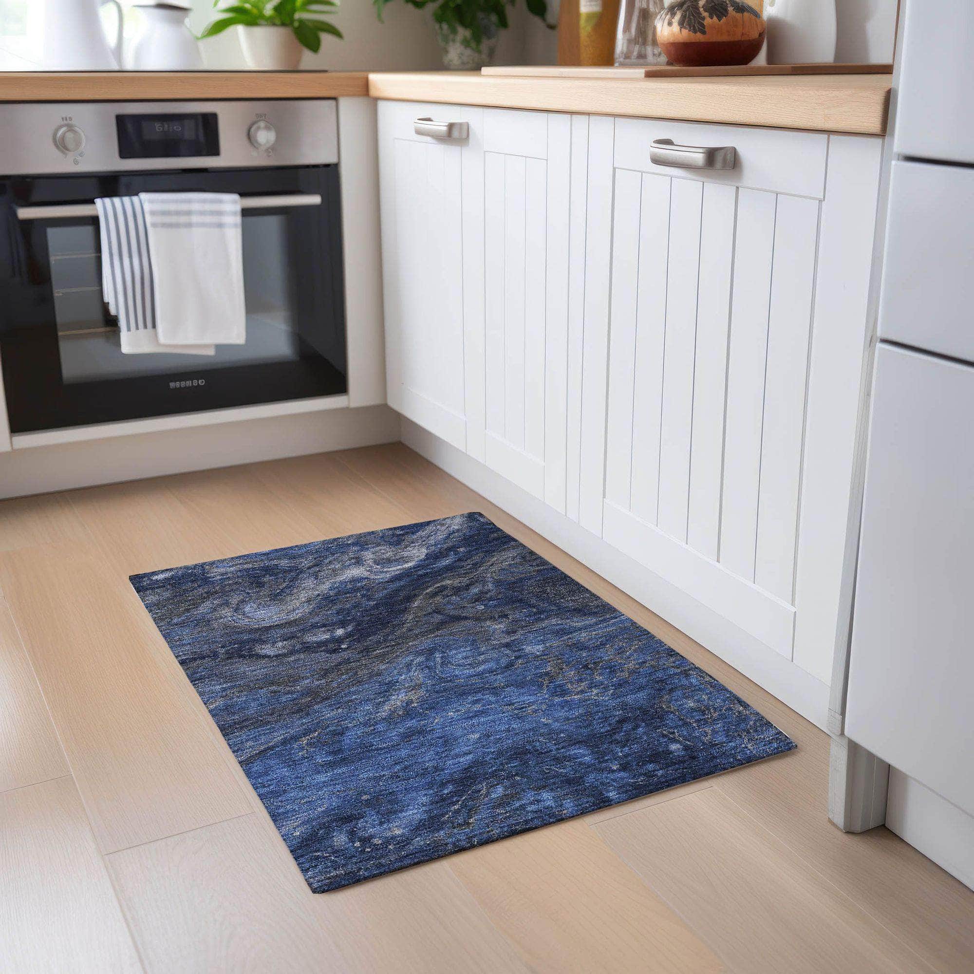 Machine Made ACN599 Blue Rugs