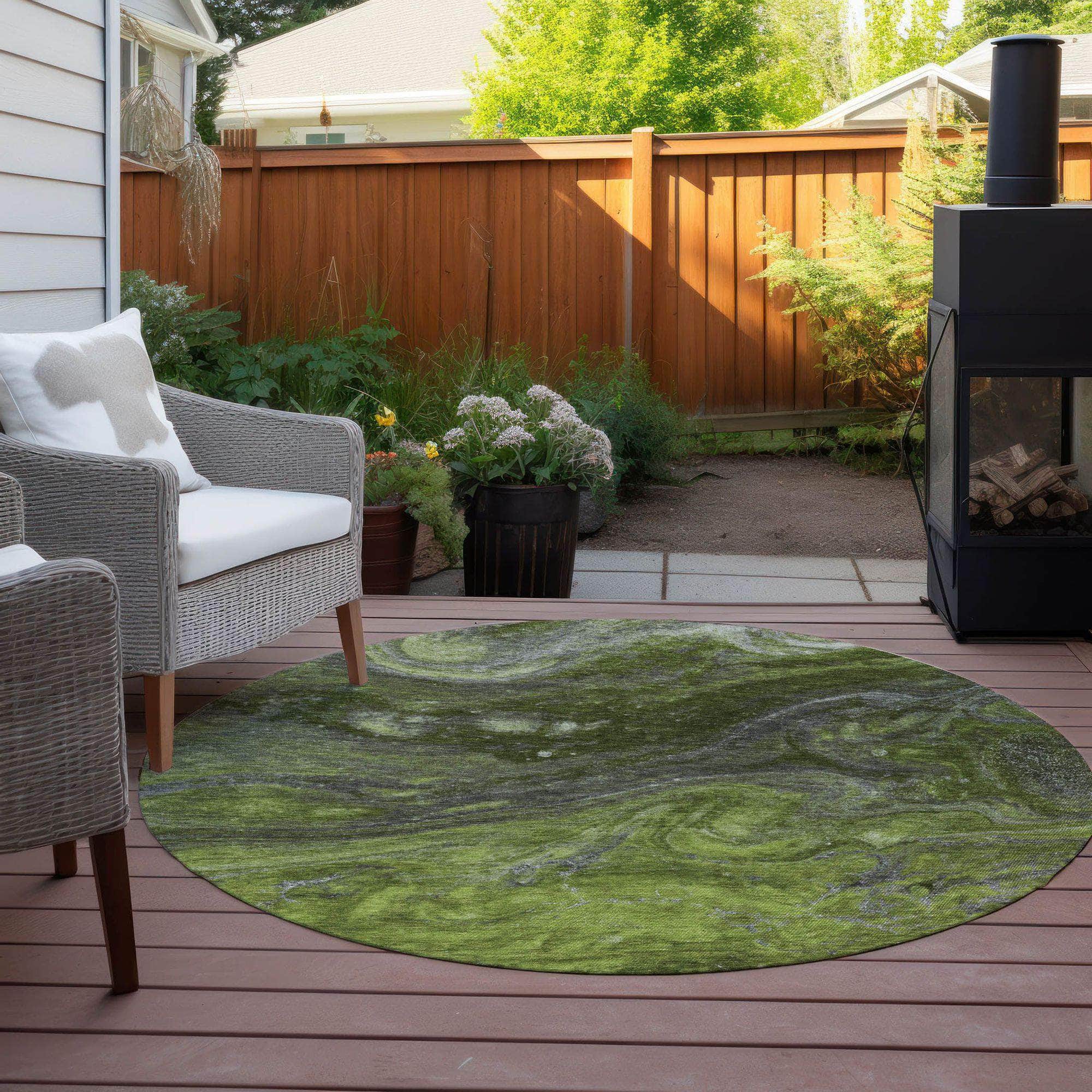 Machine Made ACN599 Green Rugs