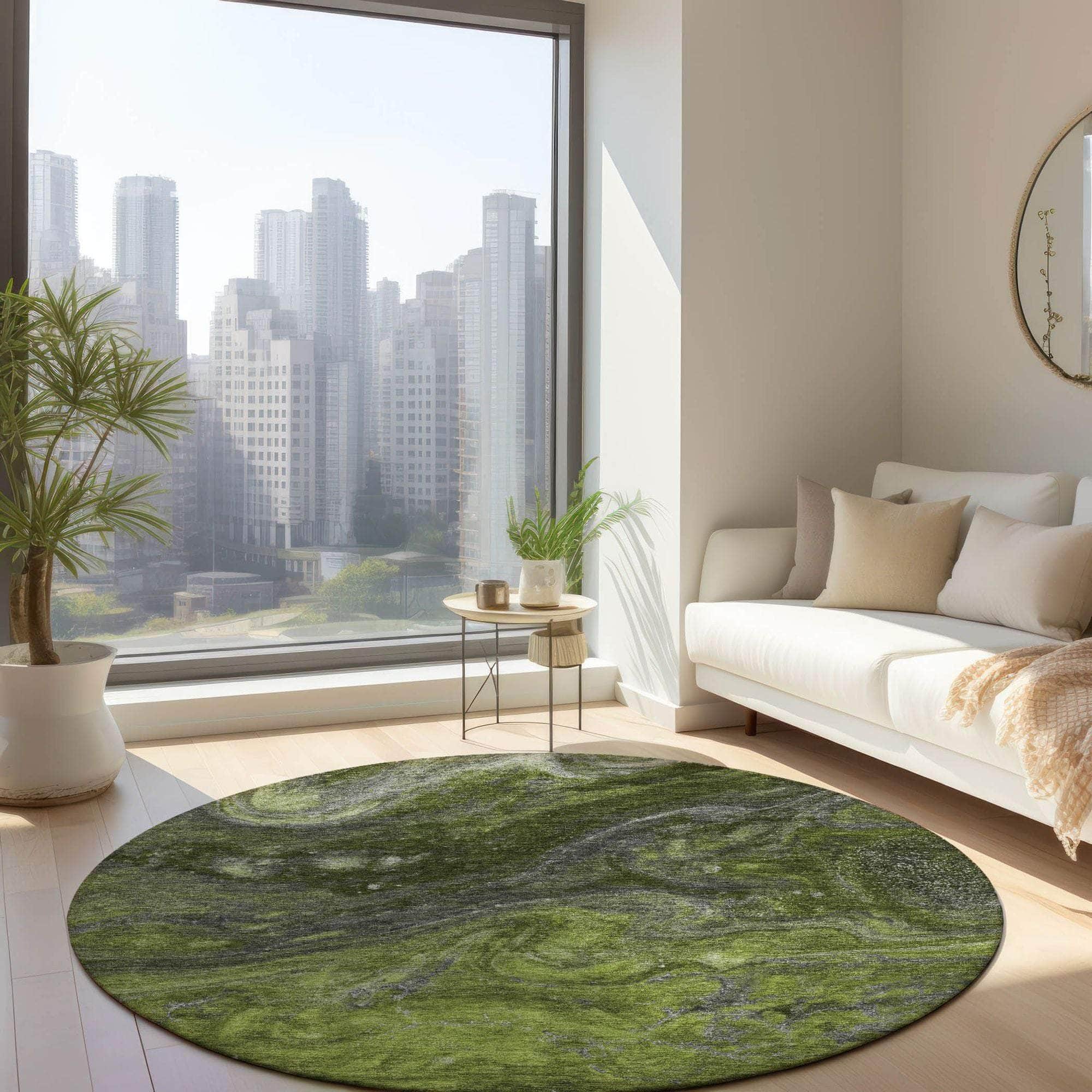 Machine Made ACN599 Green Rugs