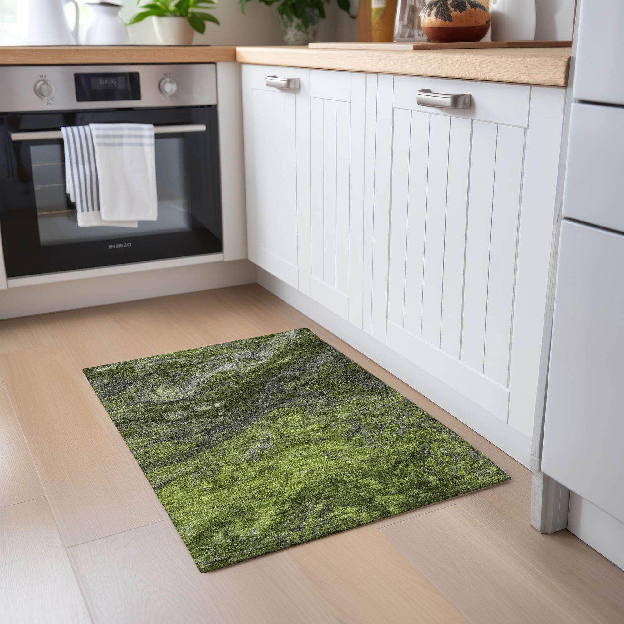 Machine Made ACN599 Green Rugs