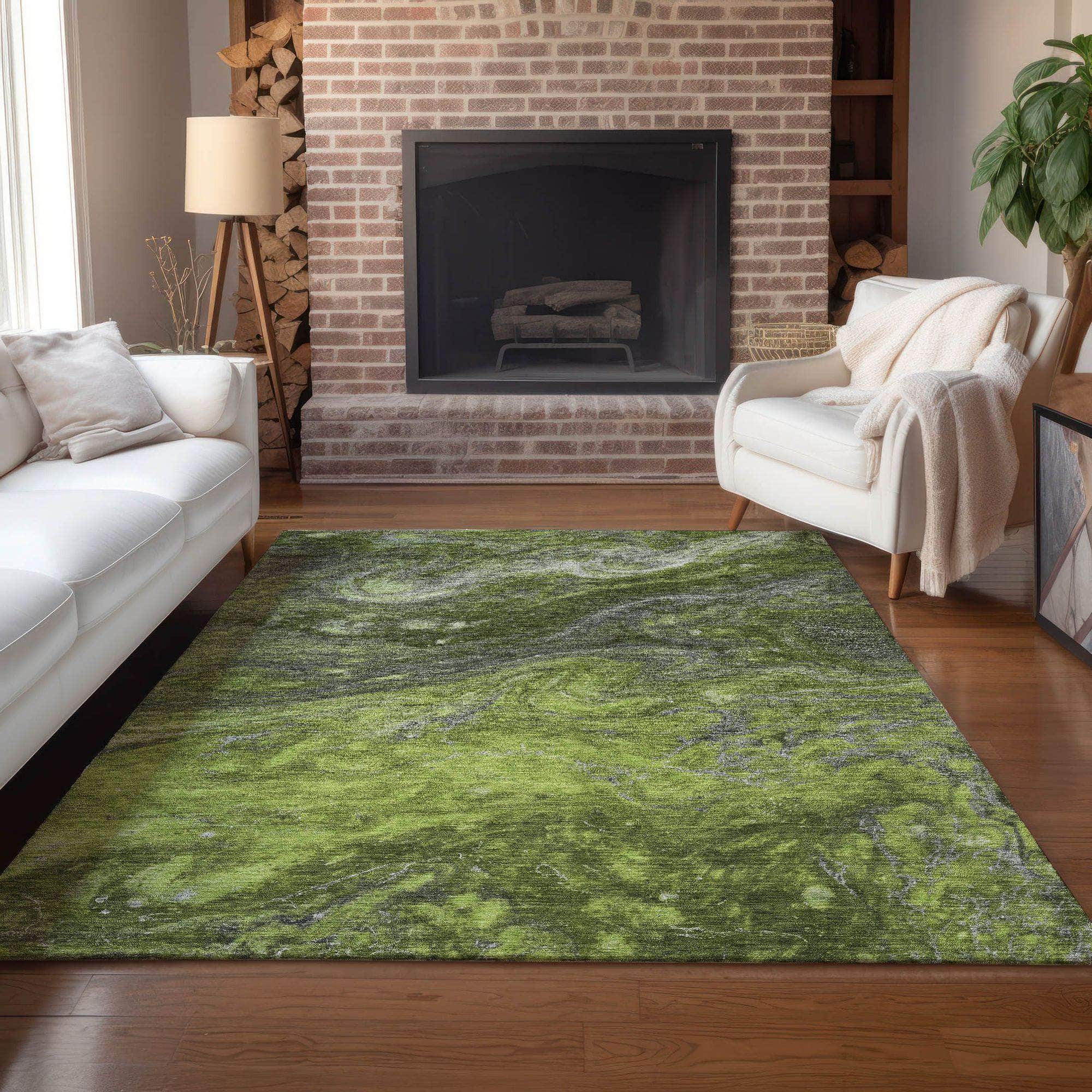 Machine Made ACN599 Green Rugs