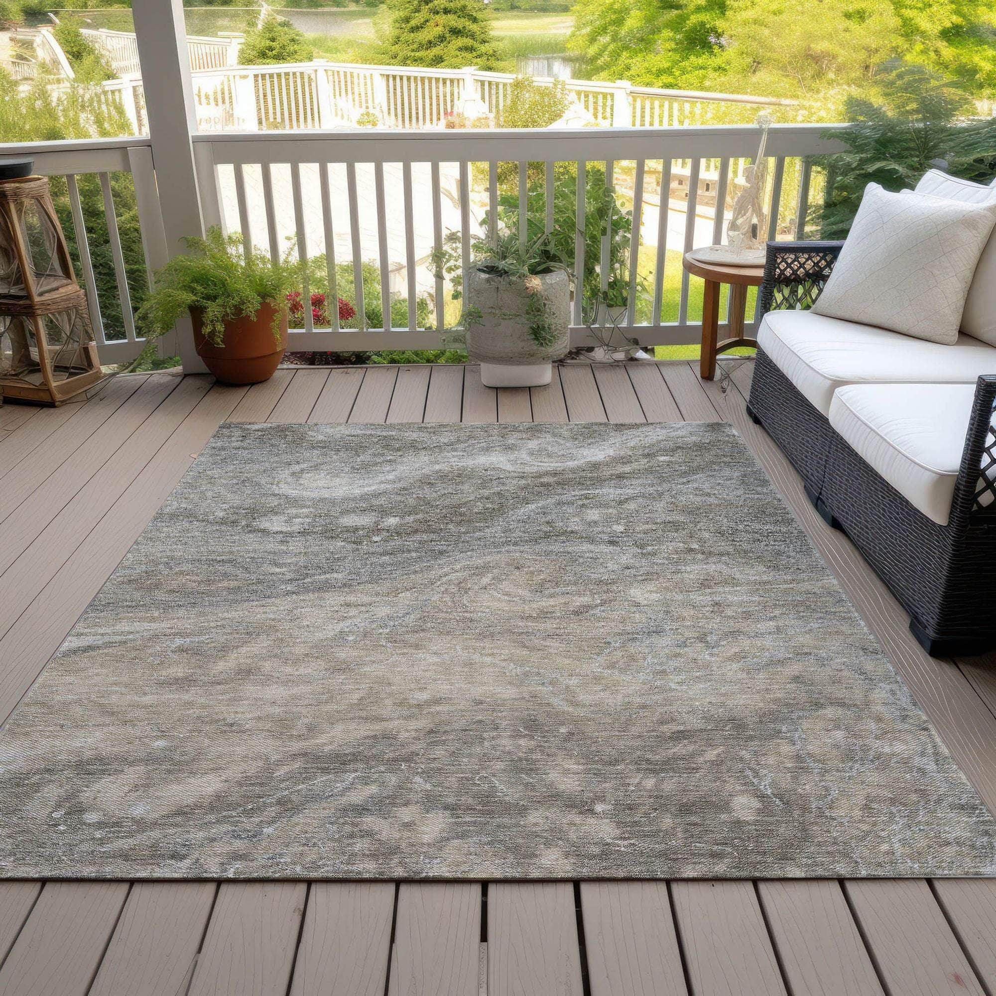 Machine Made ACN599 Taupe Brown Rugs