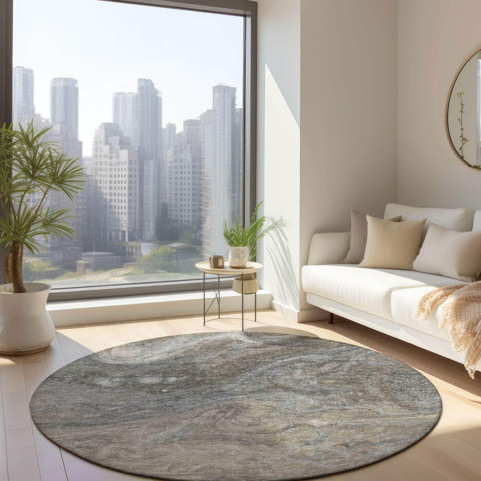 Machine Made ACN599 Taupe Brown Rugs