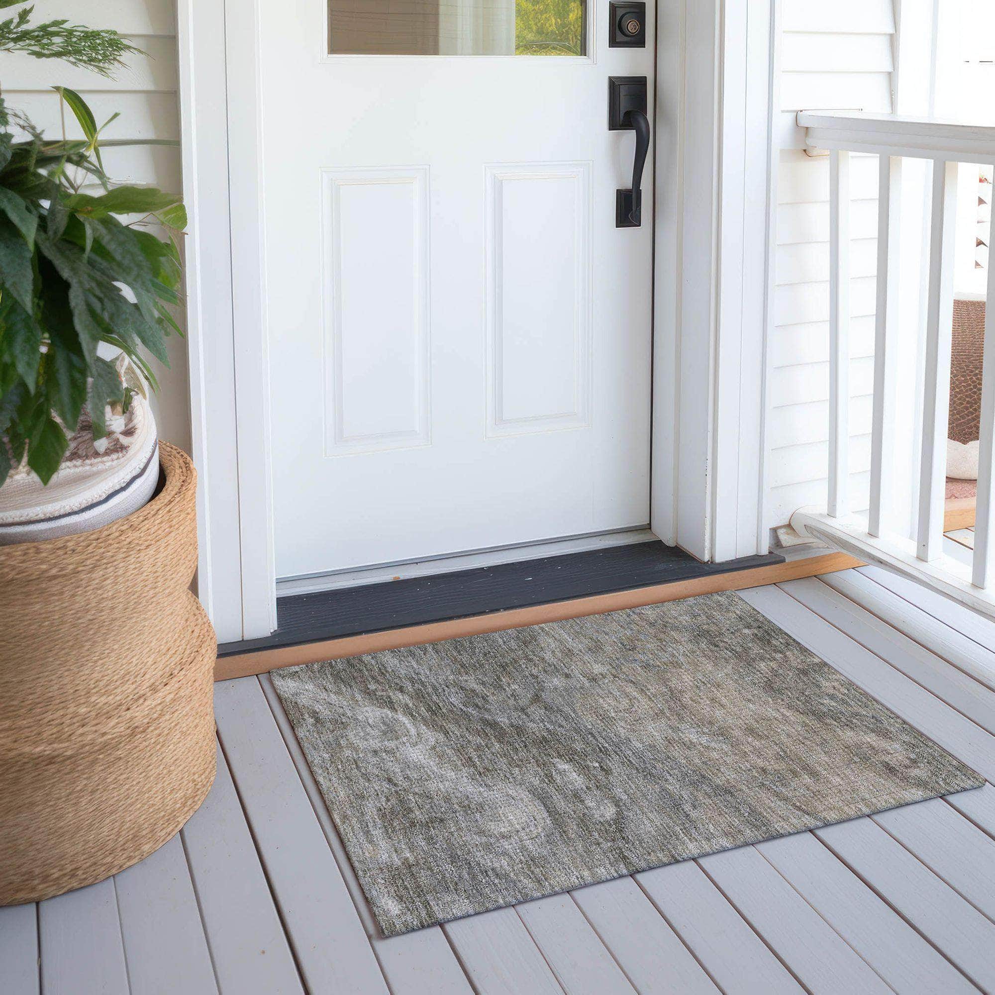 Machine Made ACN599 Taupe Brown Rugs
