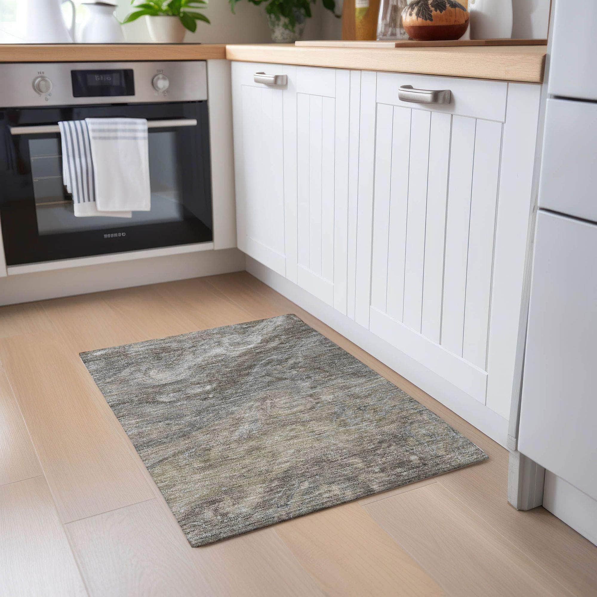 Machine Made ACN599 Taupe Brown Rugs