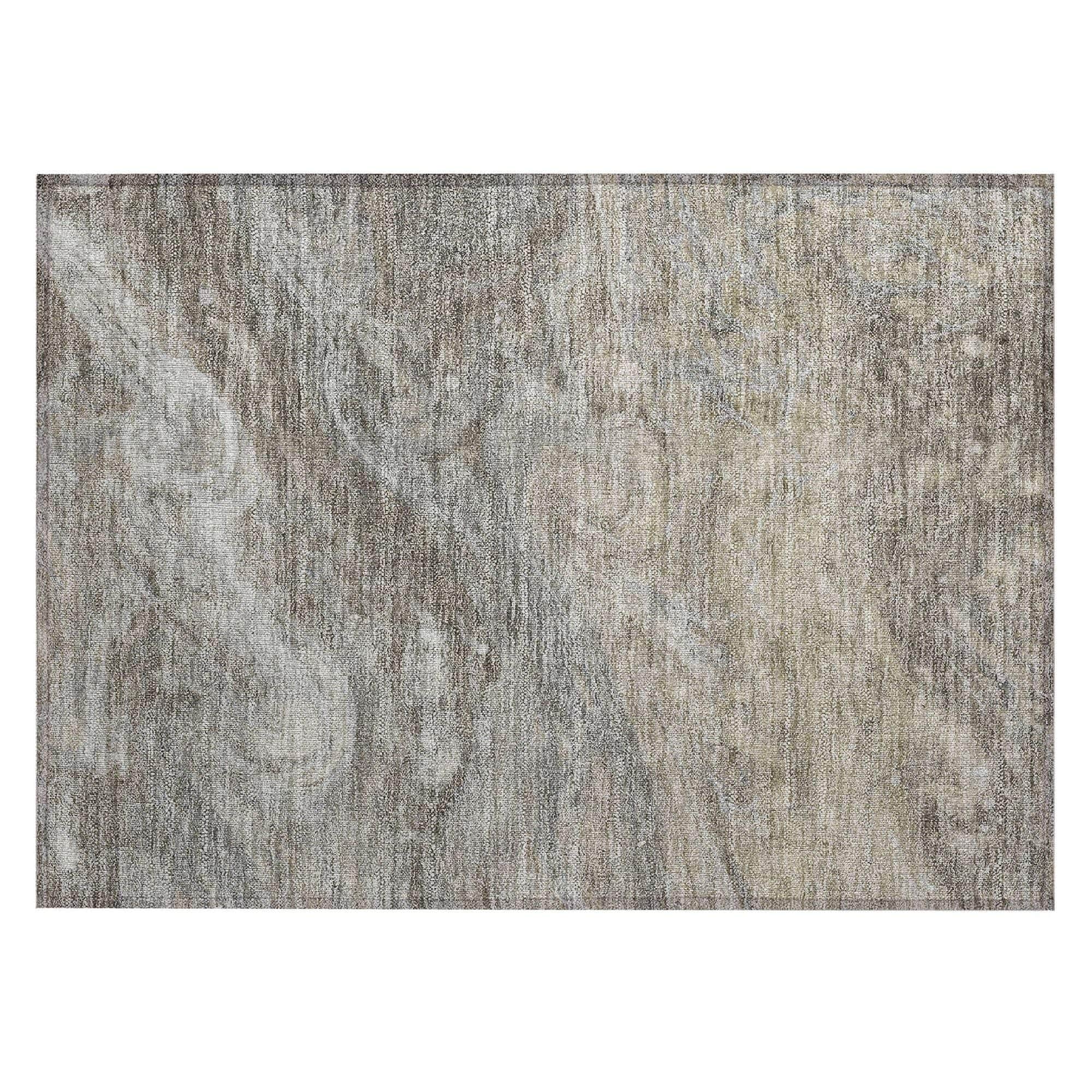 Machine Washable Taupe Brown Rug - Indoor / Outdoor - Kids / Pet Friendly Abstract Print Rug