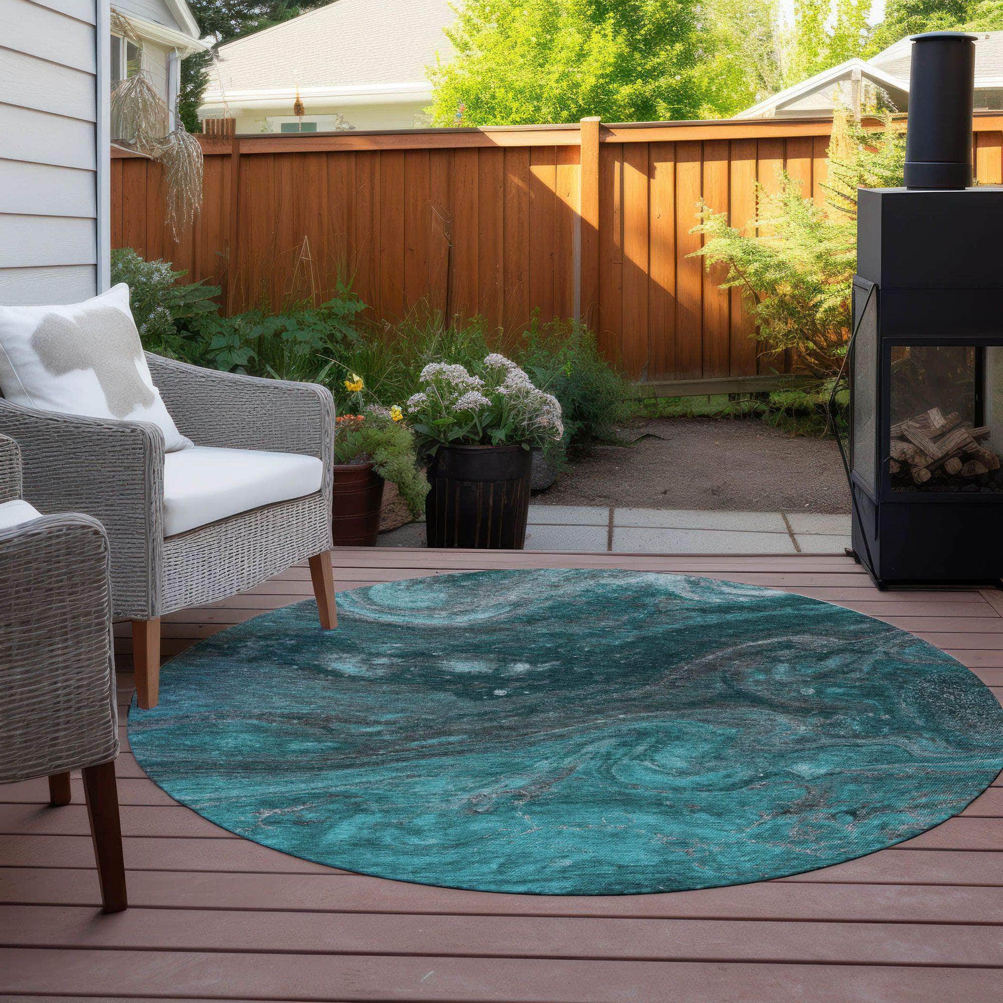Machine Made ACN599 Teal Rugs