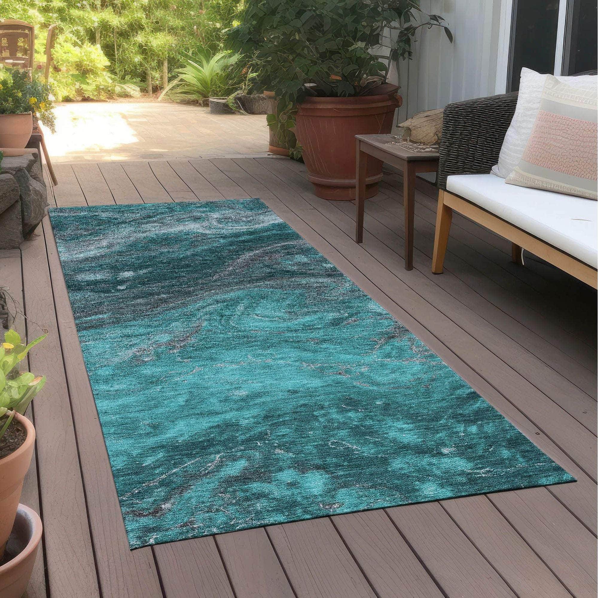 Machine Made ACN599 Teal Rugs