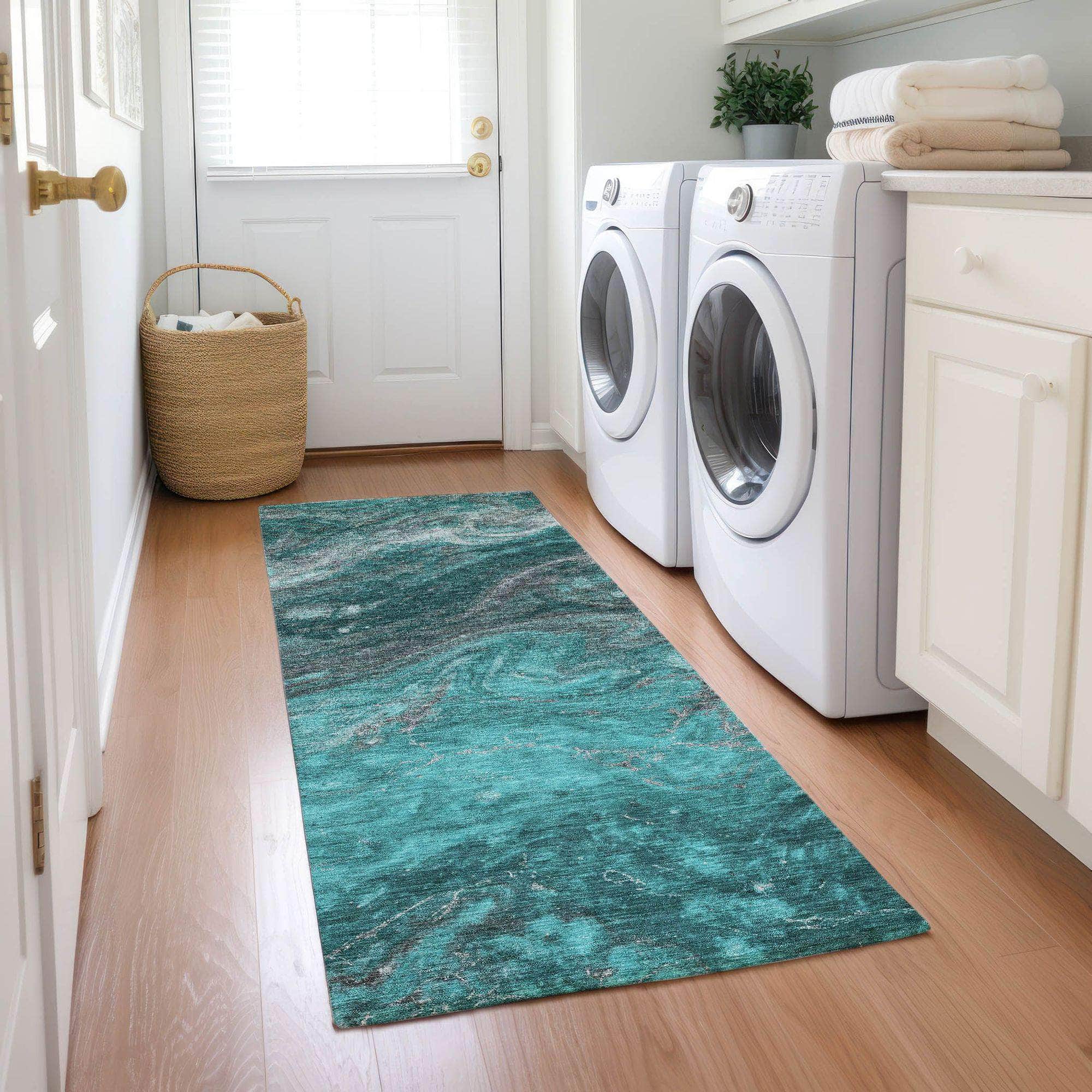 Machine Made ACN599 Teal Rugs