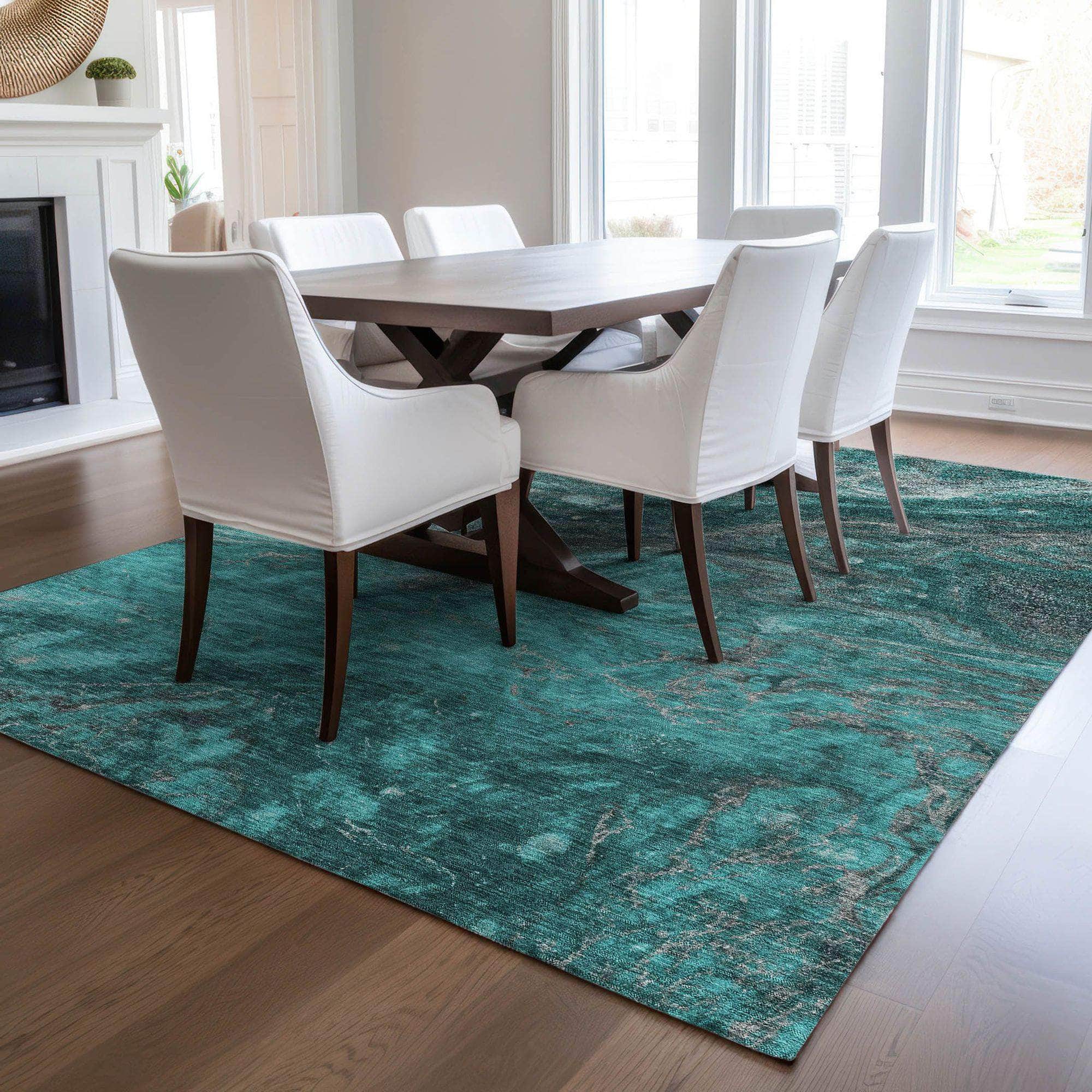 Machine Made ACN599 Teal Rugs
