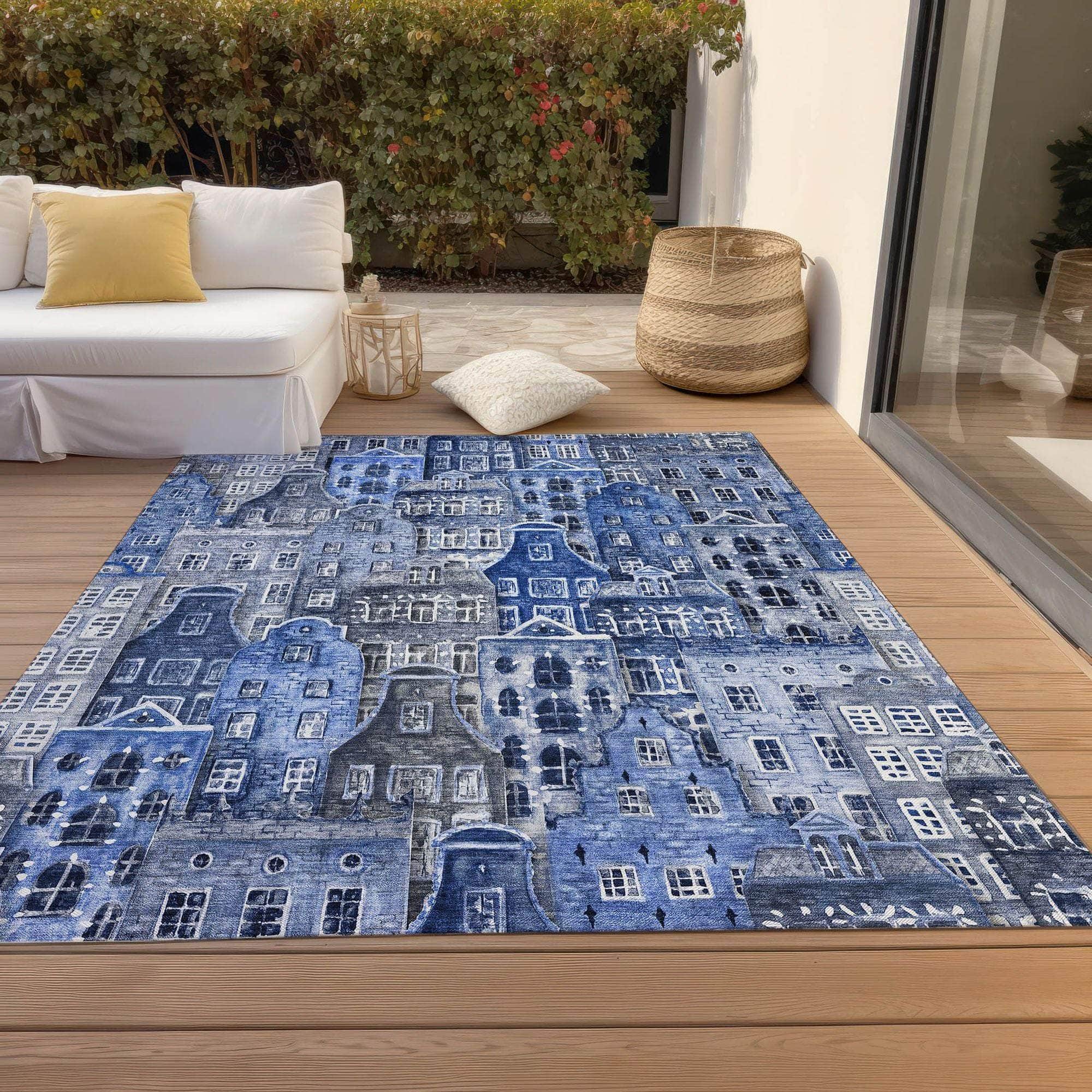 Machine Made ACN600 Blue Rugs