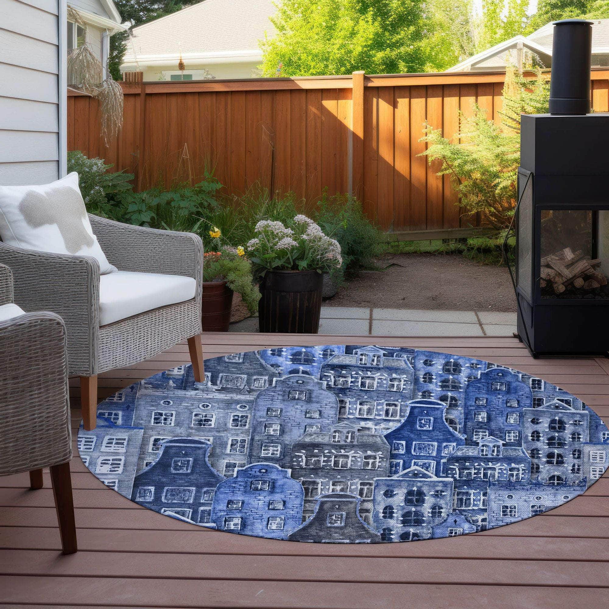Machine Made ACN600 Blue Rugs