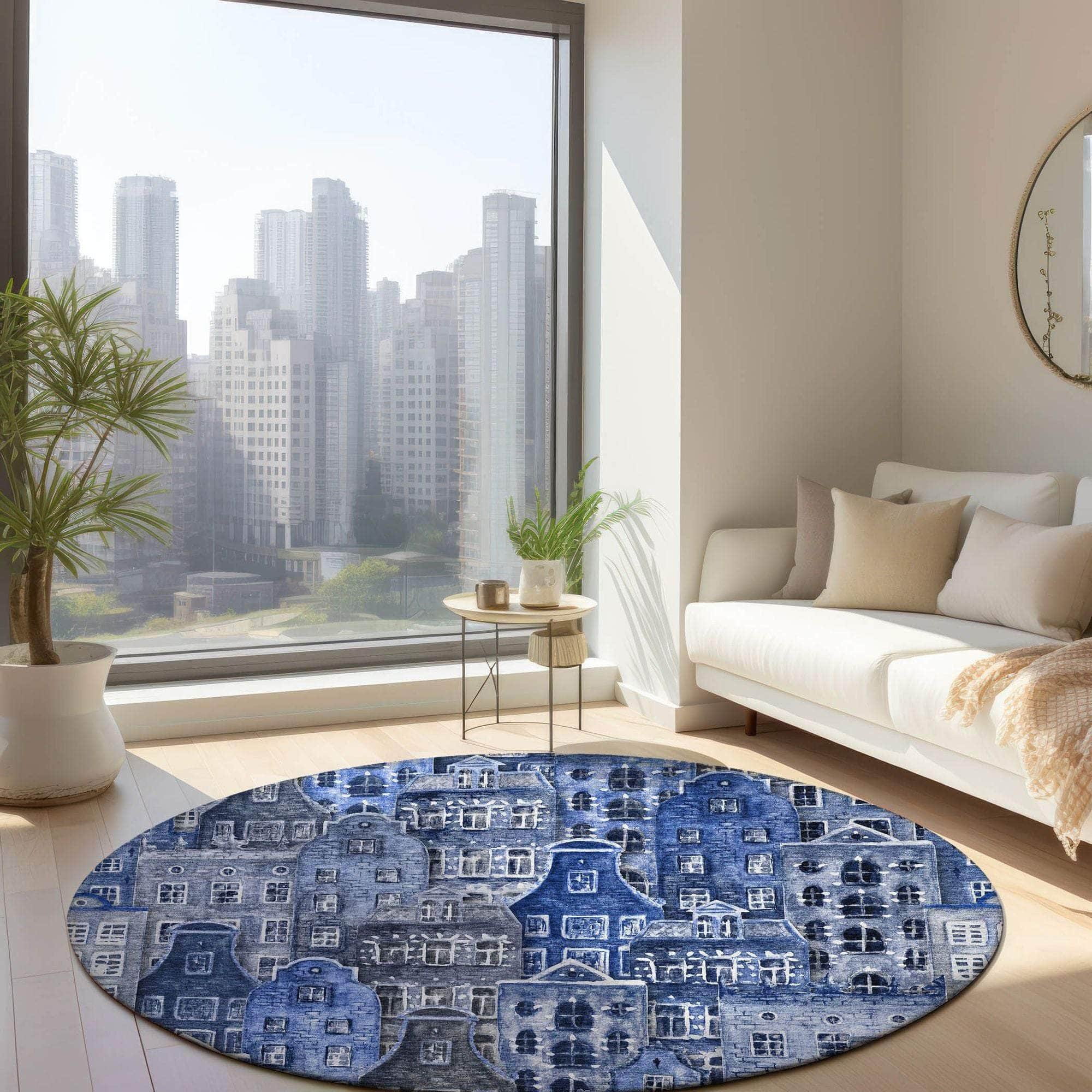 Machine Made ACN600 Blue Rugs