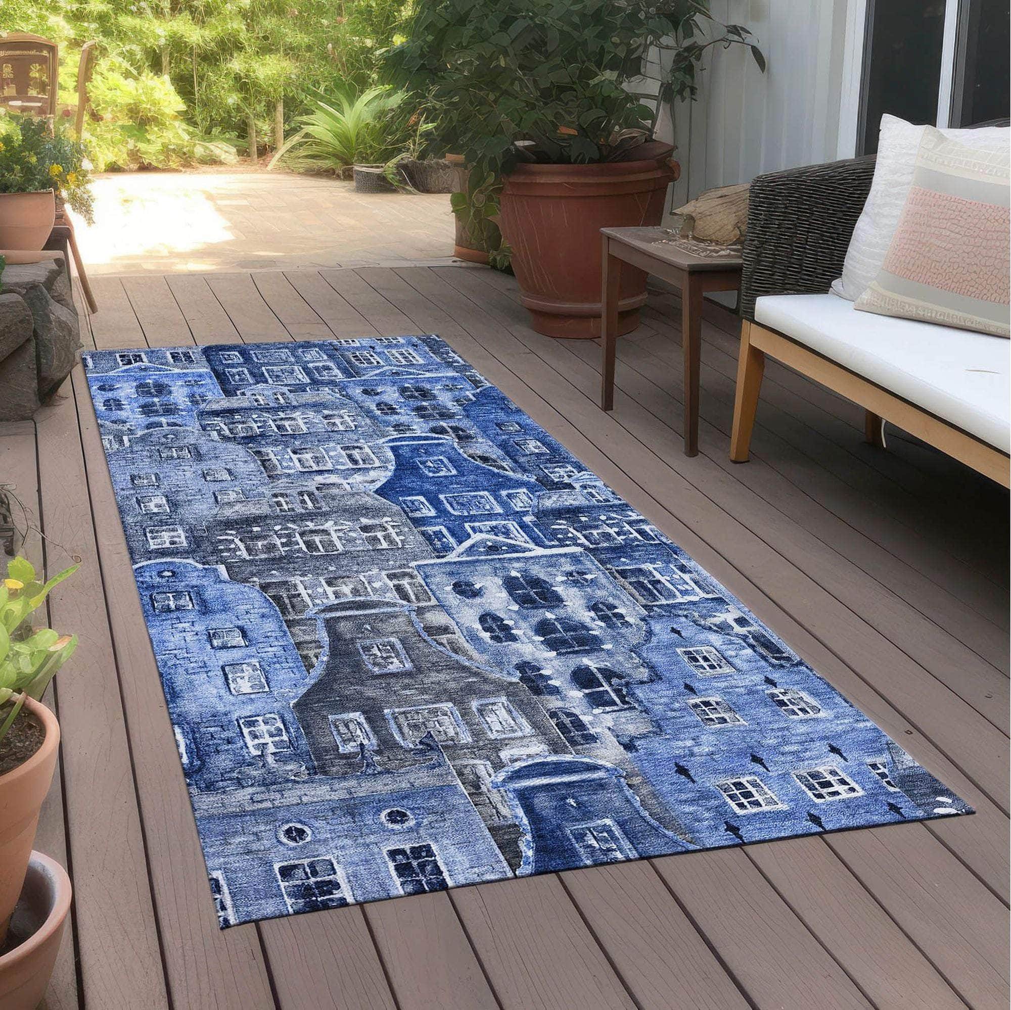 Machine Made ACN600 Blue Rugs