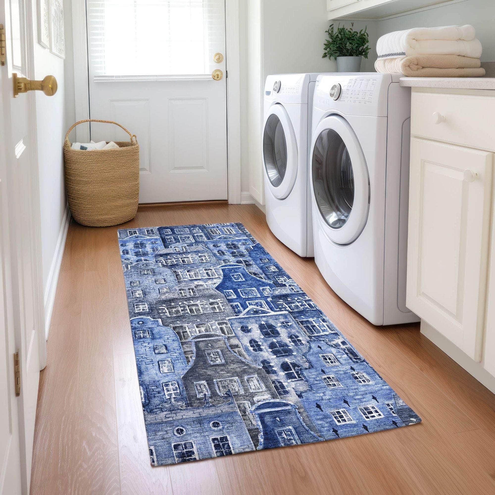 Machine Made ACN600 Blue Rugs