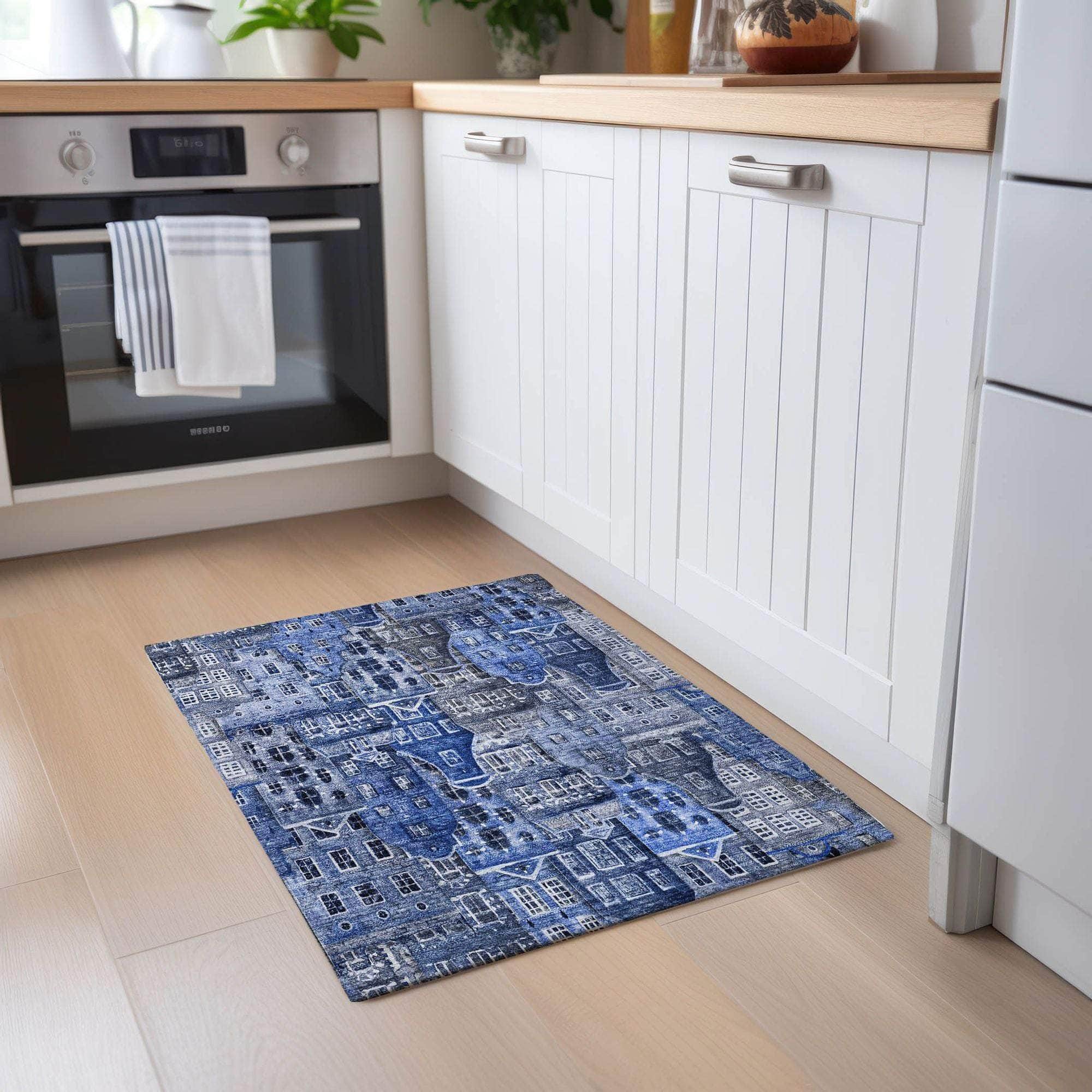 Machine Made ACN600 Blue Rugs