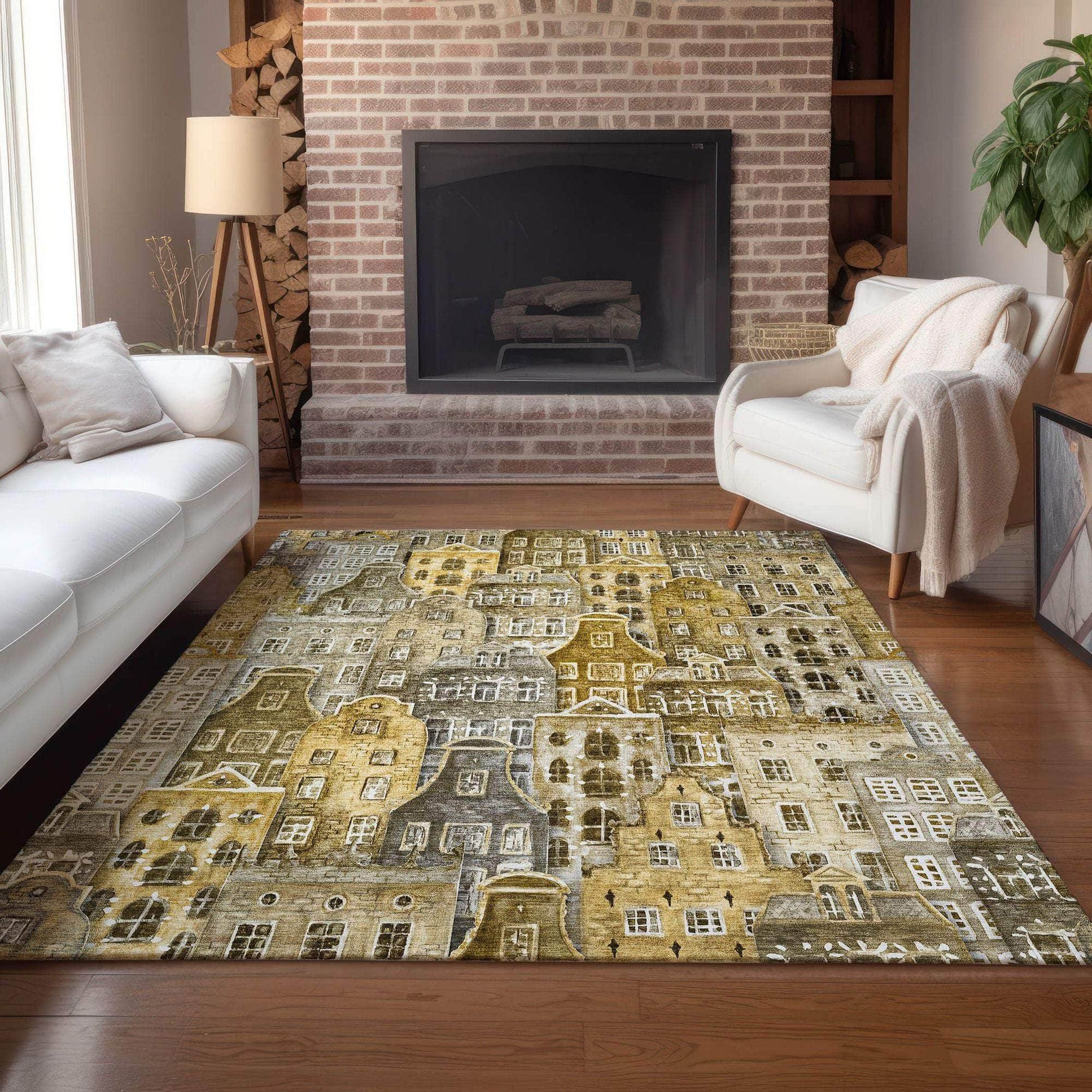 Machine Made ACN600 Brown Rugs