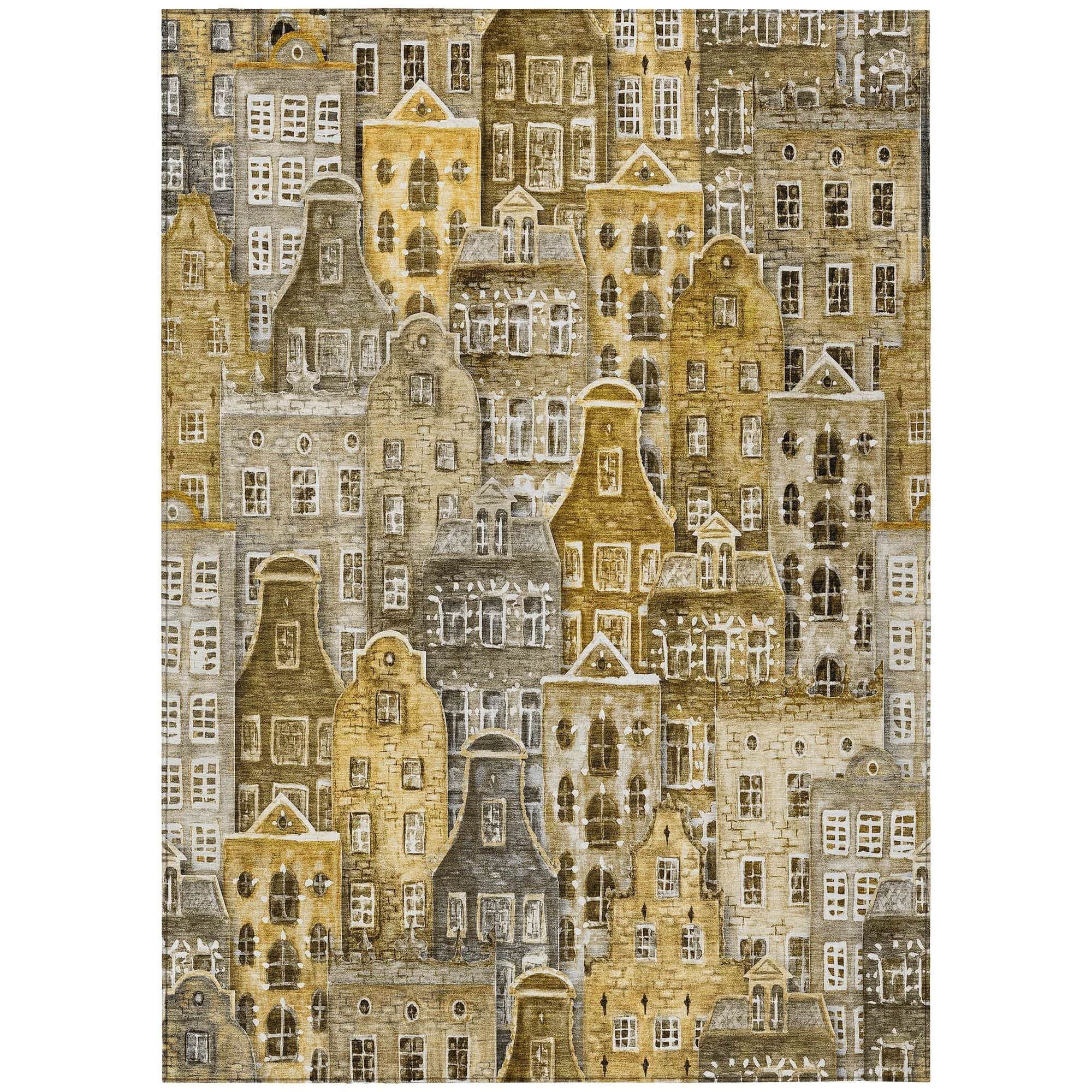 Machine Washable Brown Rug - Indoor / Outdoor - Kids / Pet Friendly Novelty Print Rug