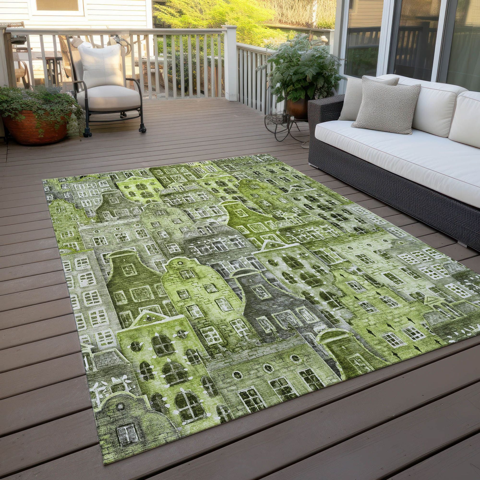 Machine Made ACN600 Green Rugs