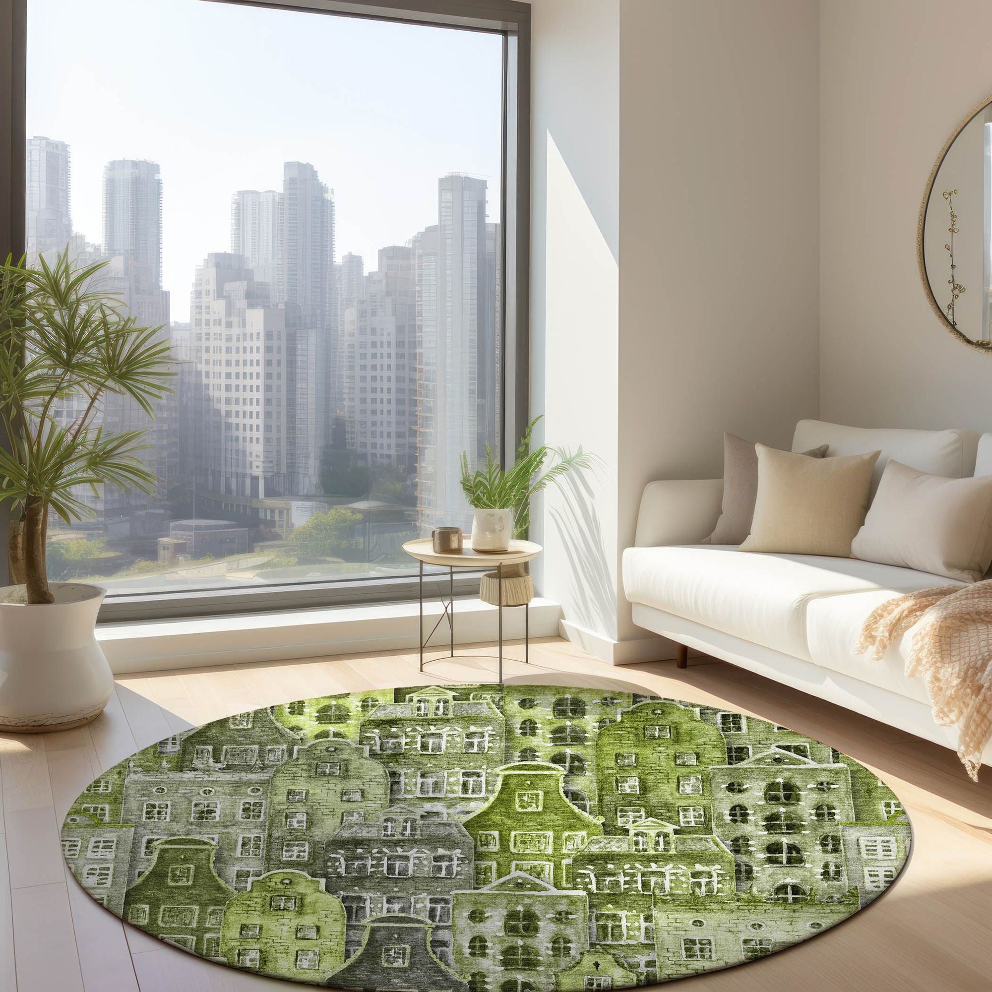 Machine Made ACN600 Green Rugs