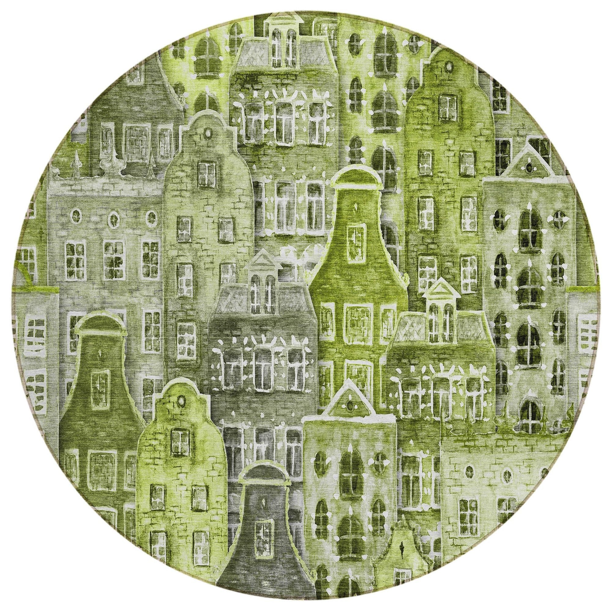 Machine Washable Green Rug - Indoor / Outdoor - Kids / Pet Friendly Novelty Print Rug